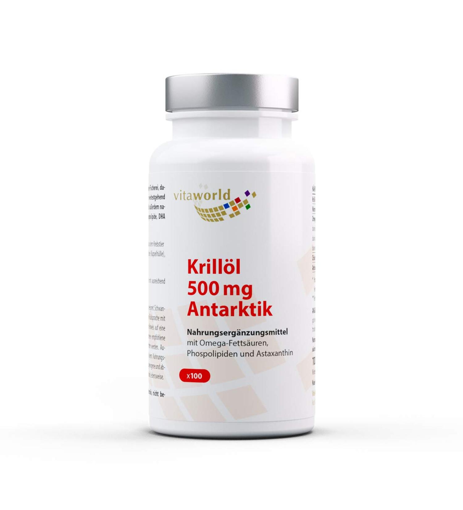 Vita World Pack of 3 Krill Oil 500mg 3 x 100 Capsules Made in Germany