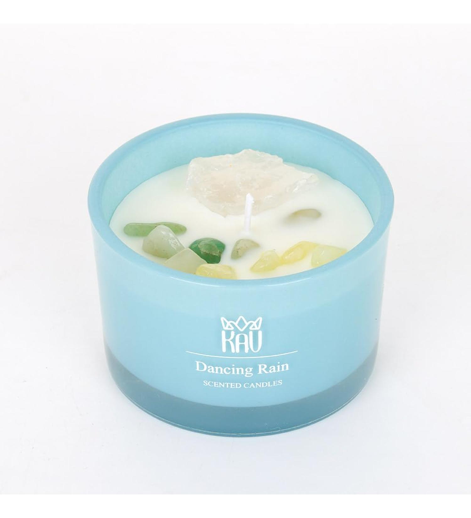 Buy KAV Dancing Rain Premium Scented Candle - 3 oz Soy Wax Aromatherapy with Embedded Stone | Perfect Home D cor Gift for Men & Women - Buy Online on GoSupps.com