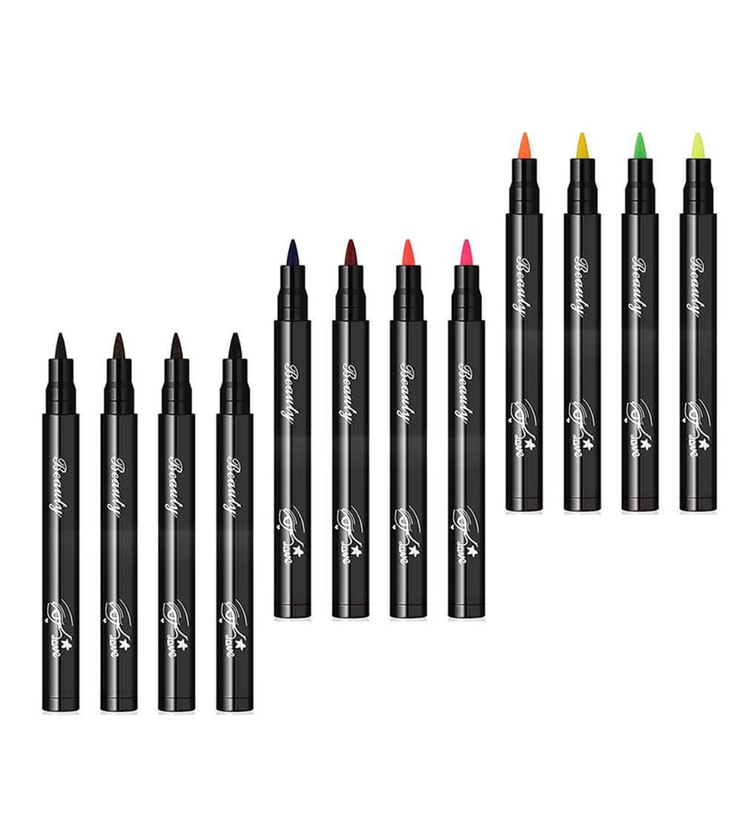 twcrvil Pack of 12 Eyeliner Handy to Use Lasting Portable Eye Makeup Kit Cosmetic Pencil Quick Drying Smooth Eyes Liner Pen - Buy Online on GoSupps.com