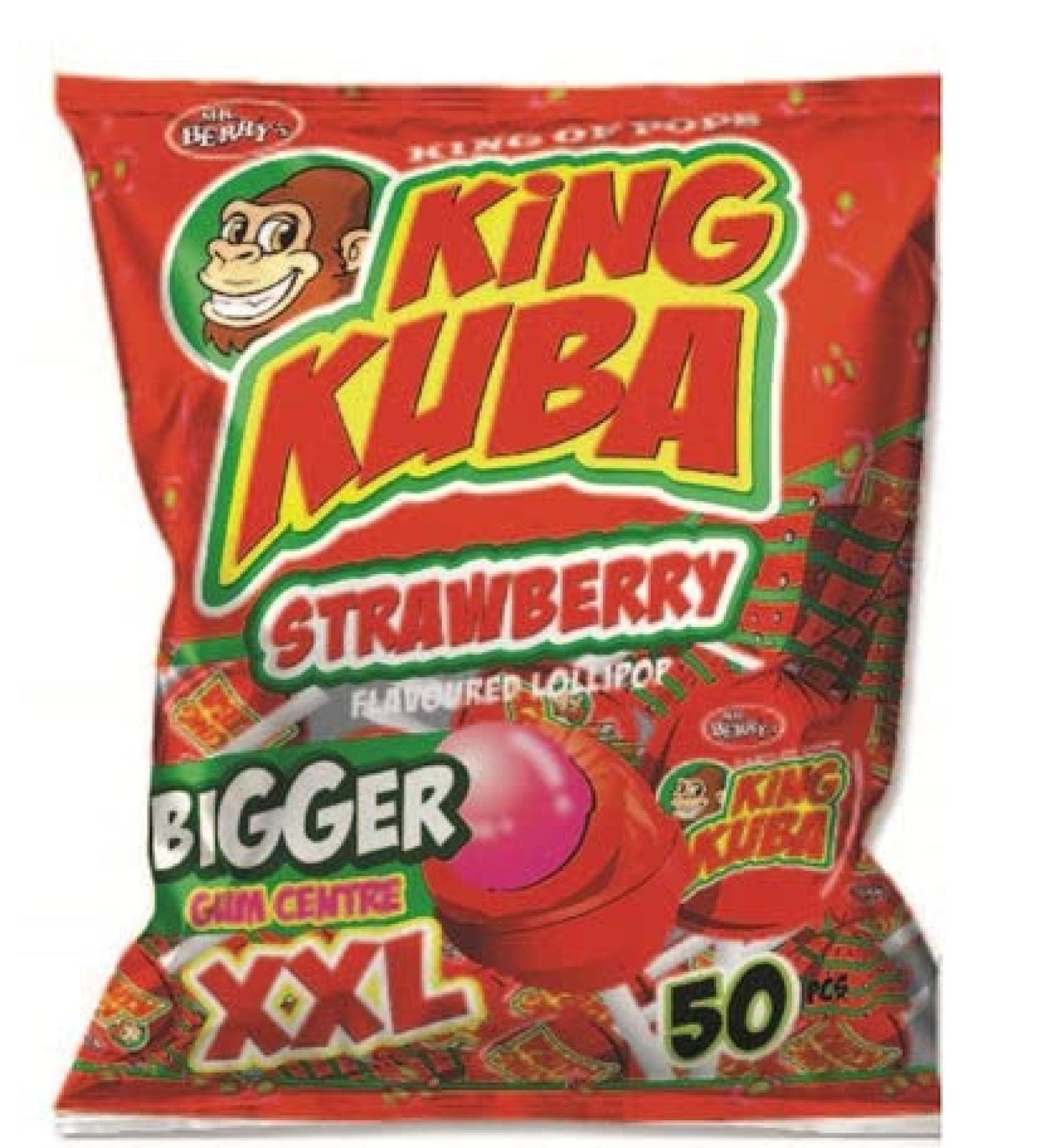 Mr. Berry's King Kuba Strawberry Flavoured Lollipop XXL 50 Pcs (Kenyan)