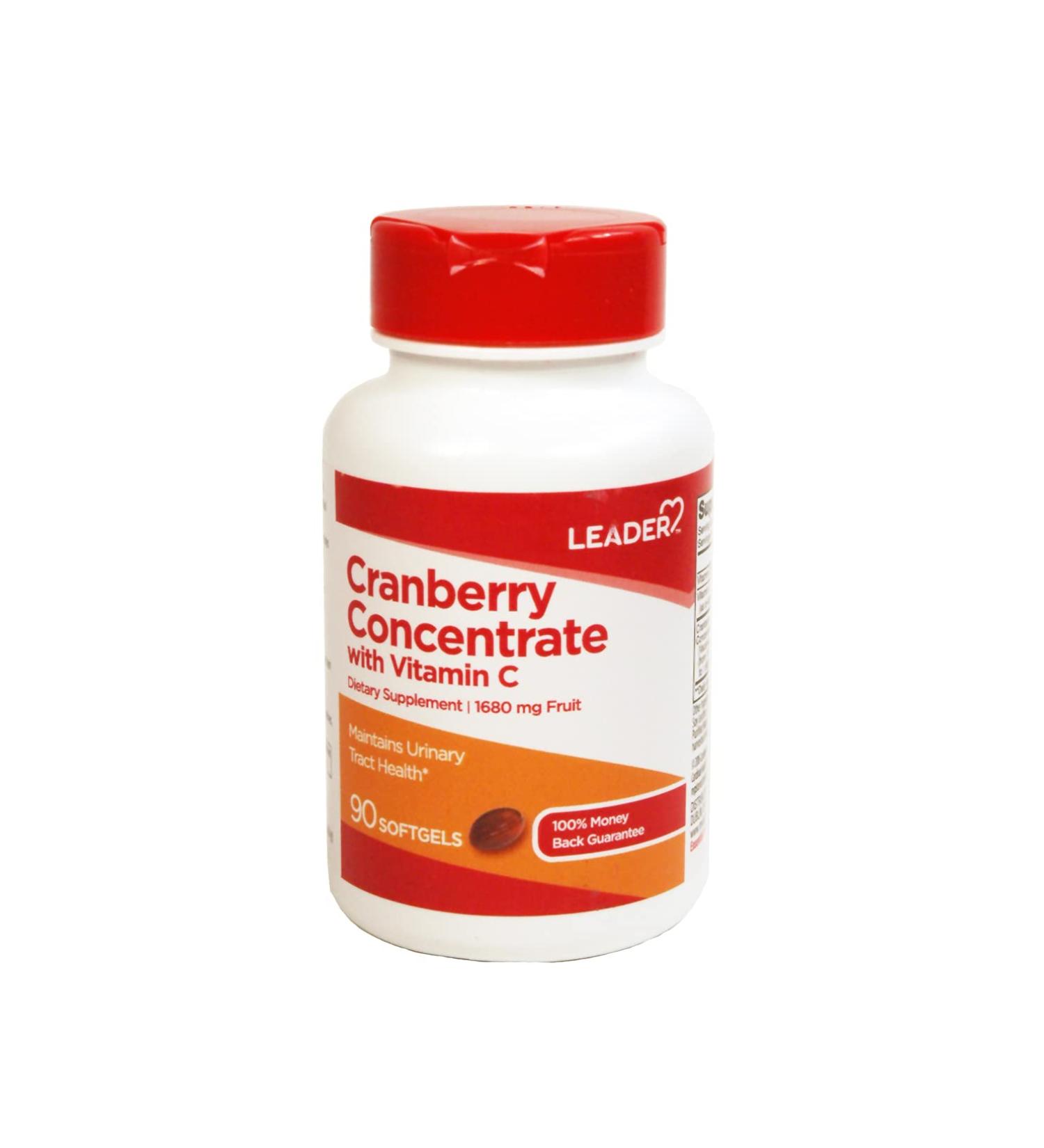 Leader Cranberry Concentrate with Vitamin C Softgels 90 Count per Bottle 90 Cranberry