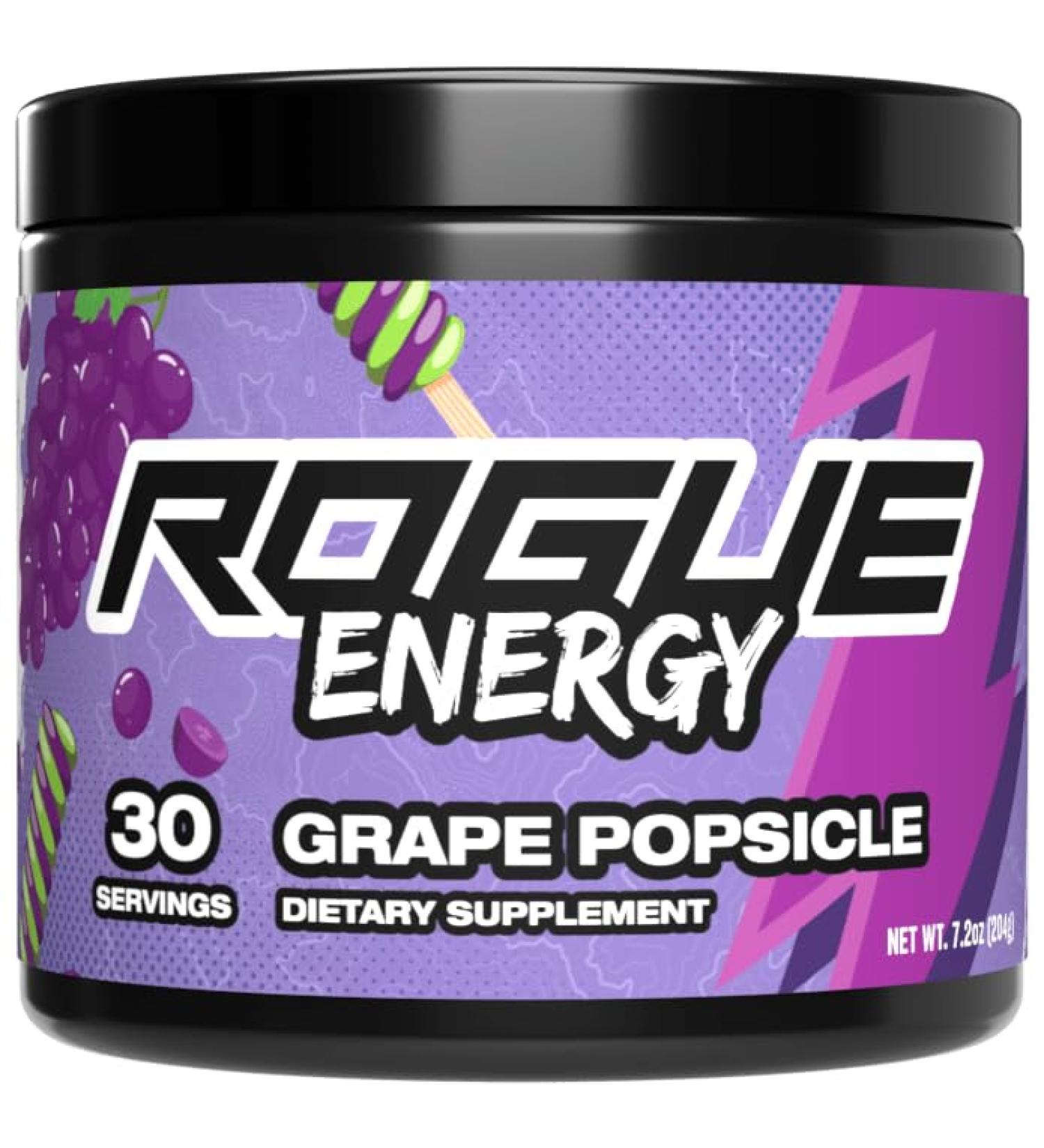 Rogue Energy Drink Powder - Sugar & Gluten Free Gaming Supplement for Focus - Caffeine & Vitamins - Grape Popsicle (30 Servings) - International Shipping Available - Buy Online on GoSupps.com