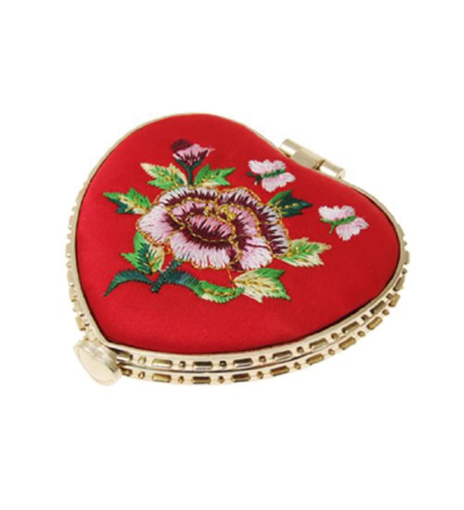 FOMIYES Mini Heart Pocket Makeup Mirror - 2-Sided Travel Mirror for Women & Girls in Red - Buy Online on GoSupps.com