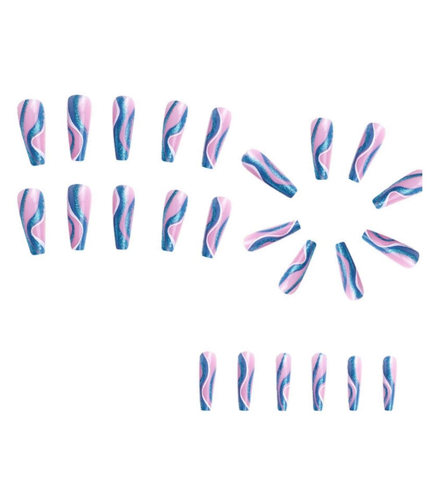 Kochenty 24 Pieces Colorful Ballet False Nails Tips Detachable Press Nails European and American Wear Nail Patch - Buy Online on GoSupps.com