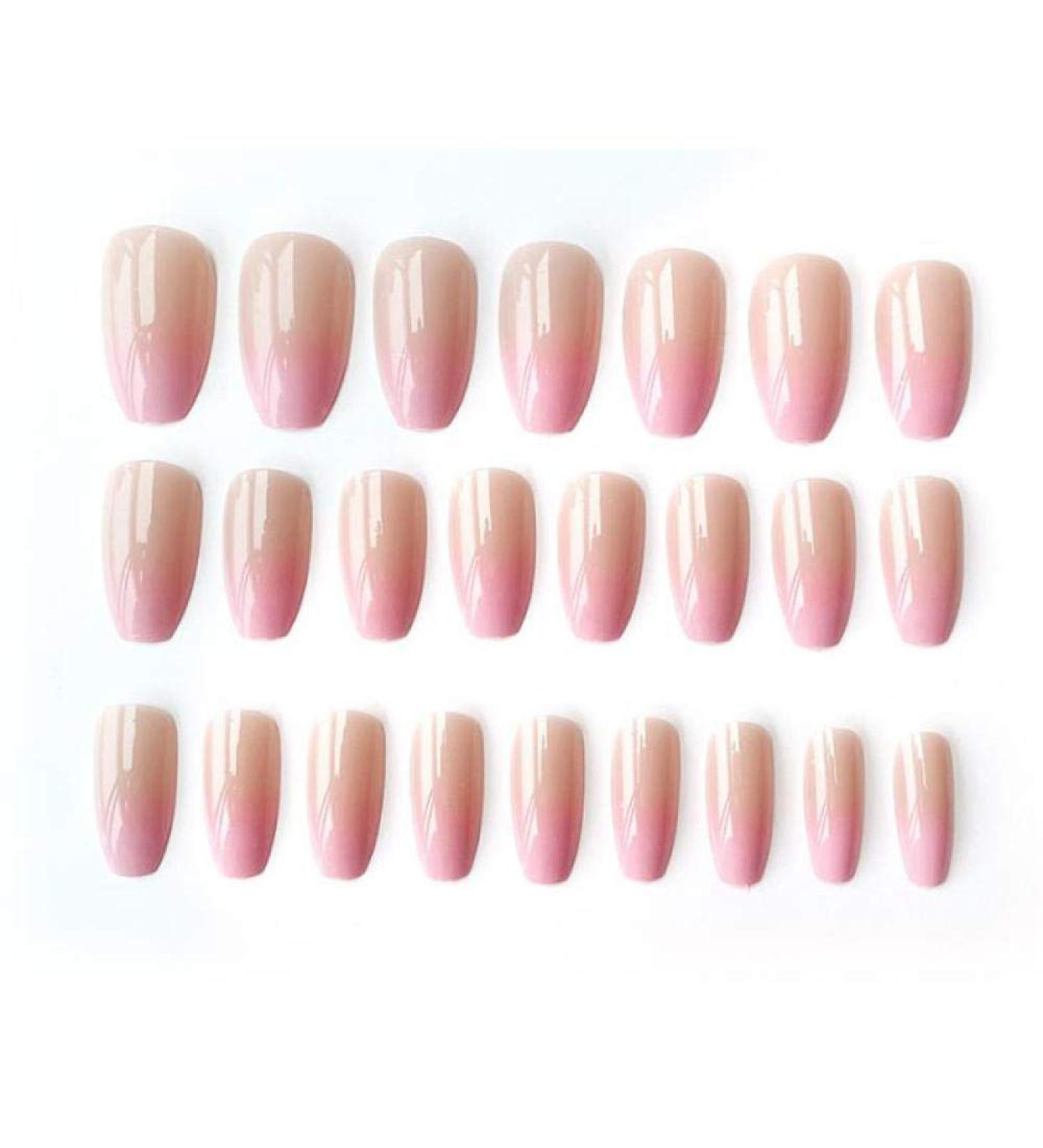 Shop Hujl 24 PCS Short Pink Gradient Coffin Fake Nails | Ballerina Press-On Nails for Instant Glam - Buy Online on GoSupps.com