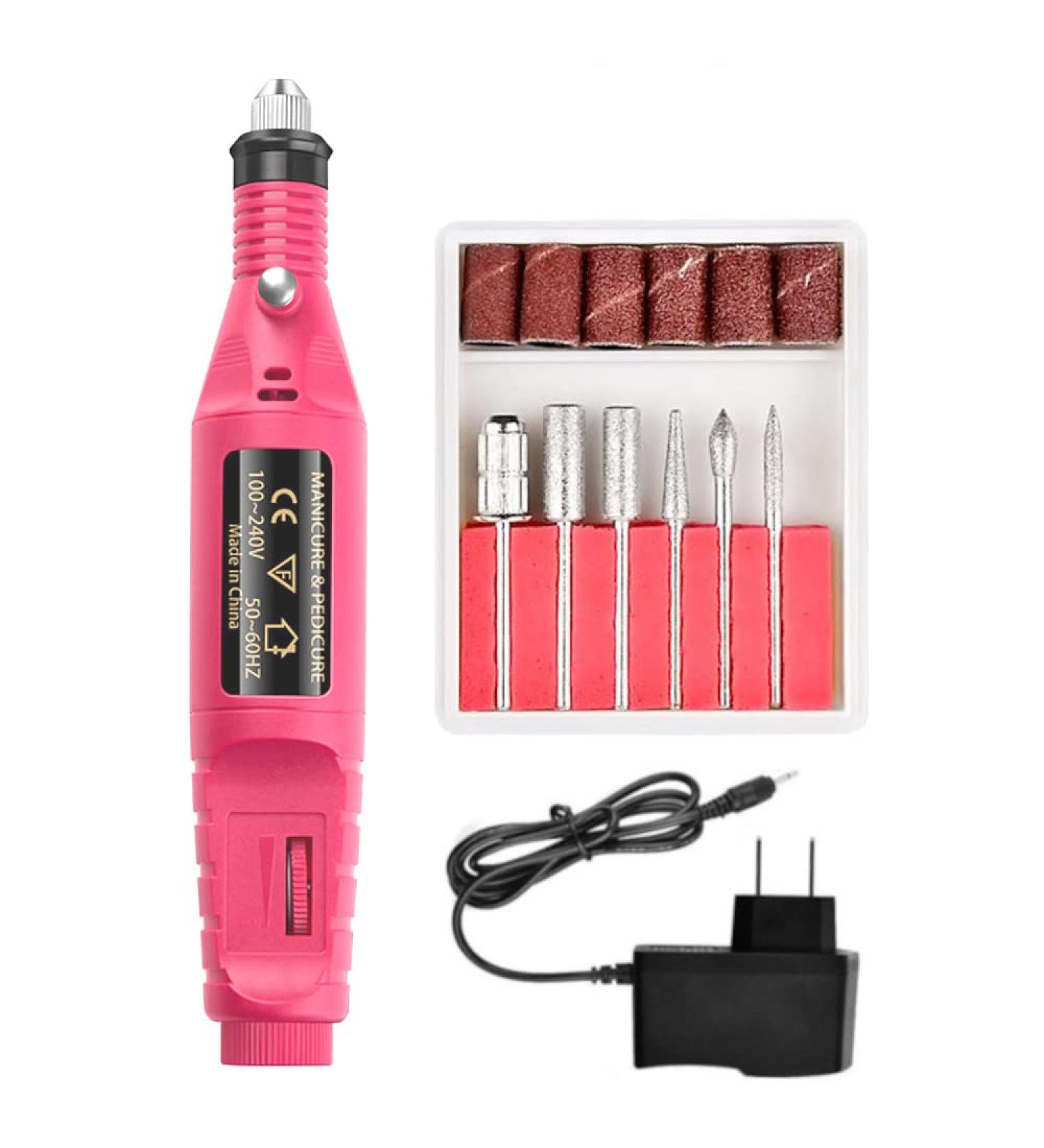 JacobsParts Electric Nail Drill Kit - Portable Pink Manicure & Pedicure Machine - Buy Online on GoSupps.com