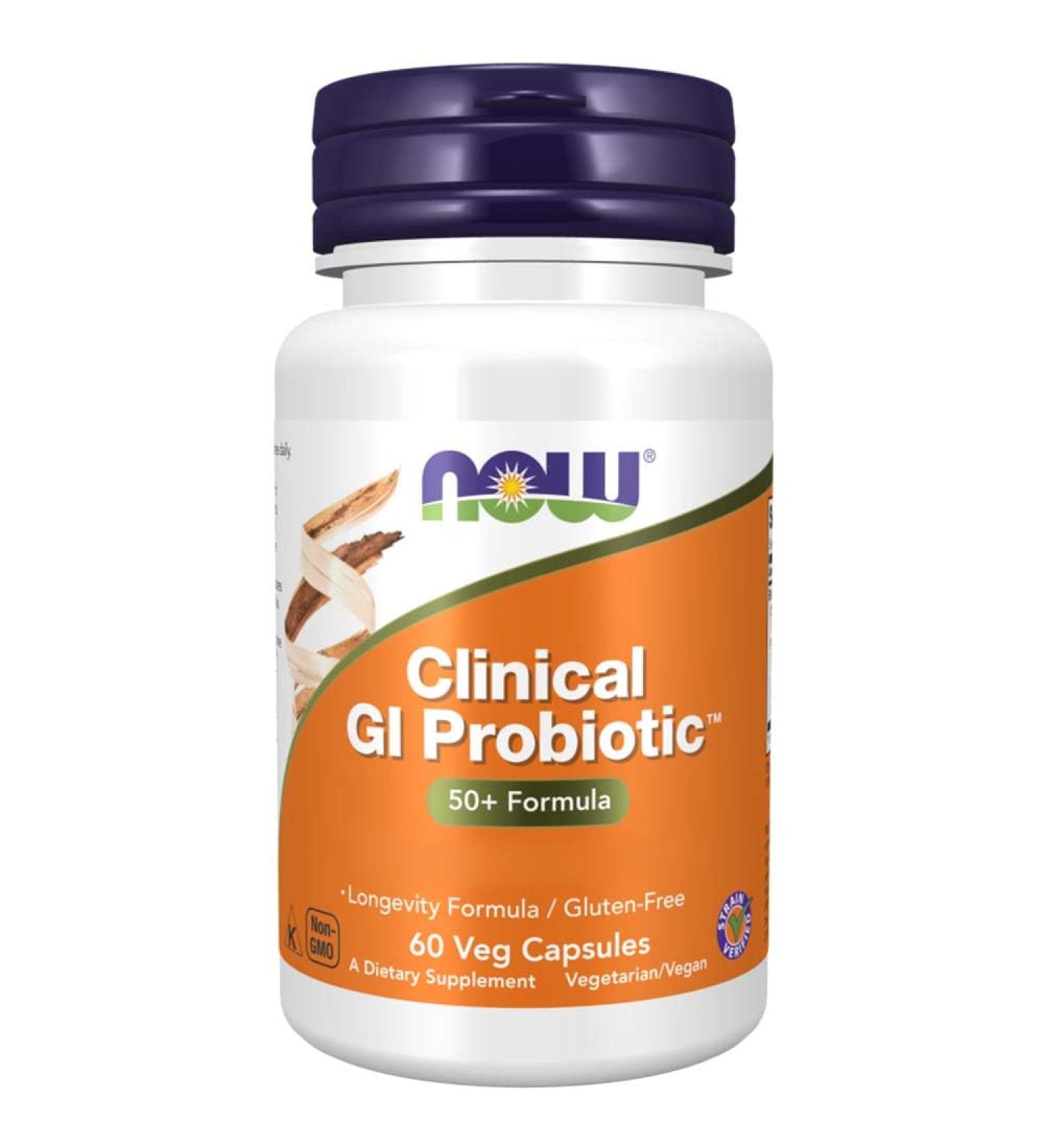 NOW Foods Clinical GI Probiotic - 20 Billion Cultures 60 Vegan Capsules Non-GMO Gluten-Free Soy-Free & Vegetarian - Buy Online on GoSupps.com
