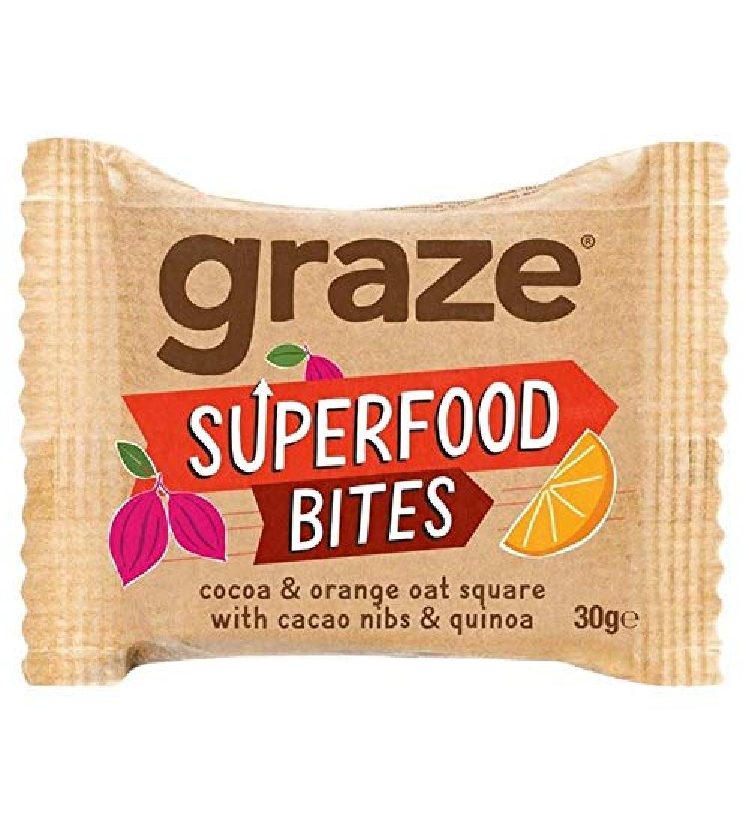Graze 4x Grazer Le Cacao & Flapjack Orange with Quinoa and Super Cacao Seeds 30G
