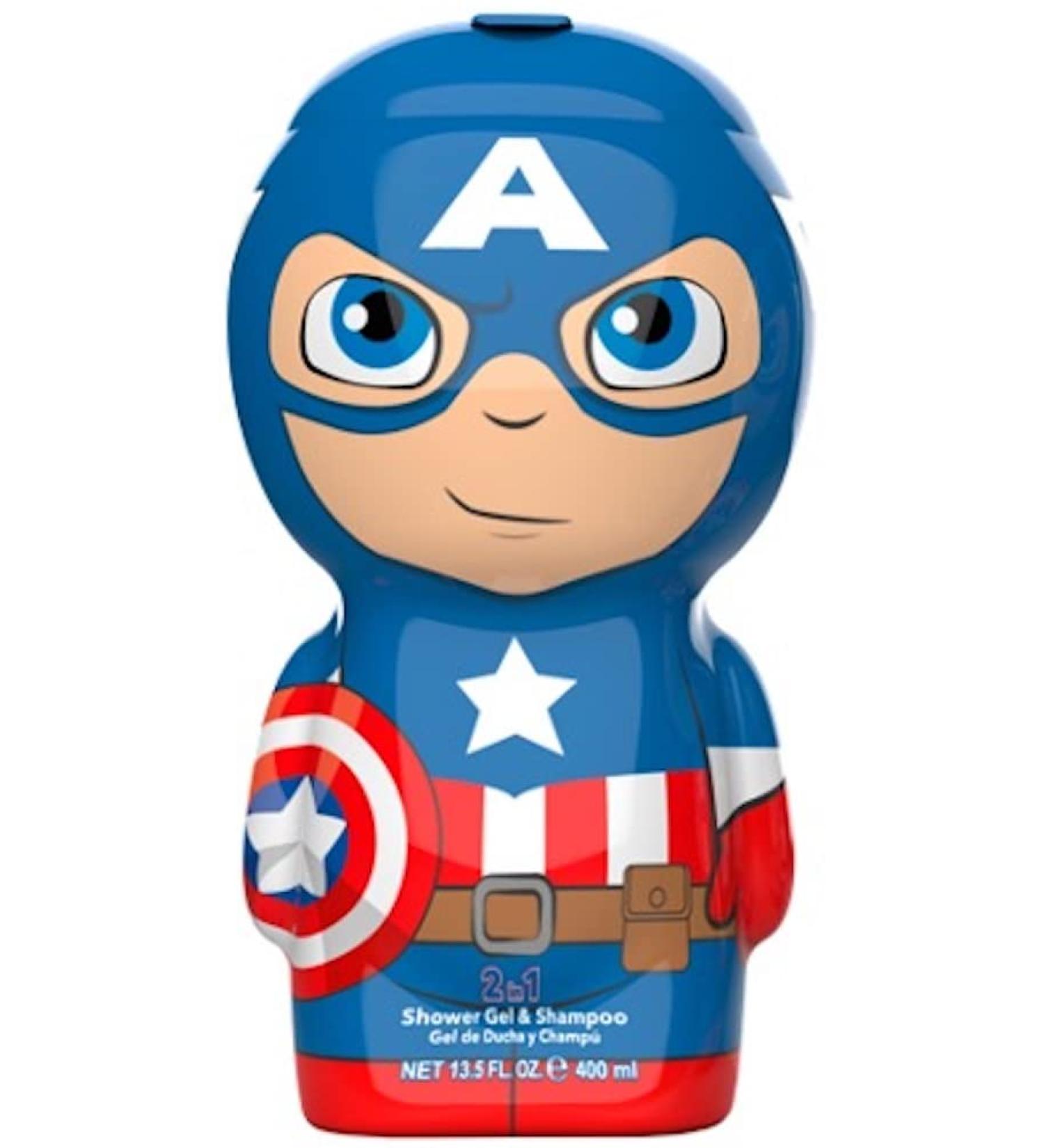 Marvel Captain America 2-in-1 Shower Gel & Shampoo - 3D Figure with Great Fragrance for Children and Adults (400 ml)