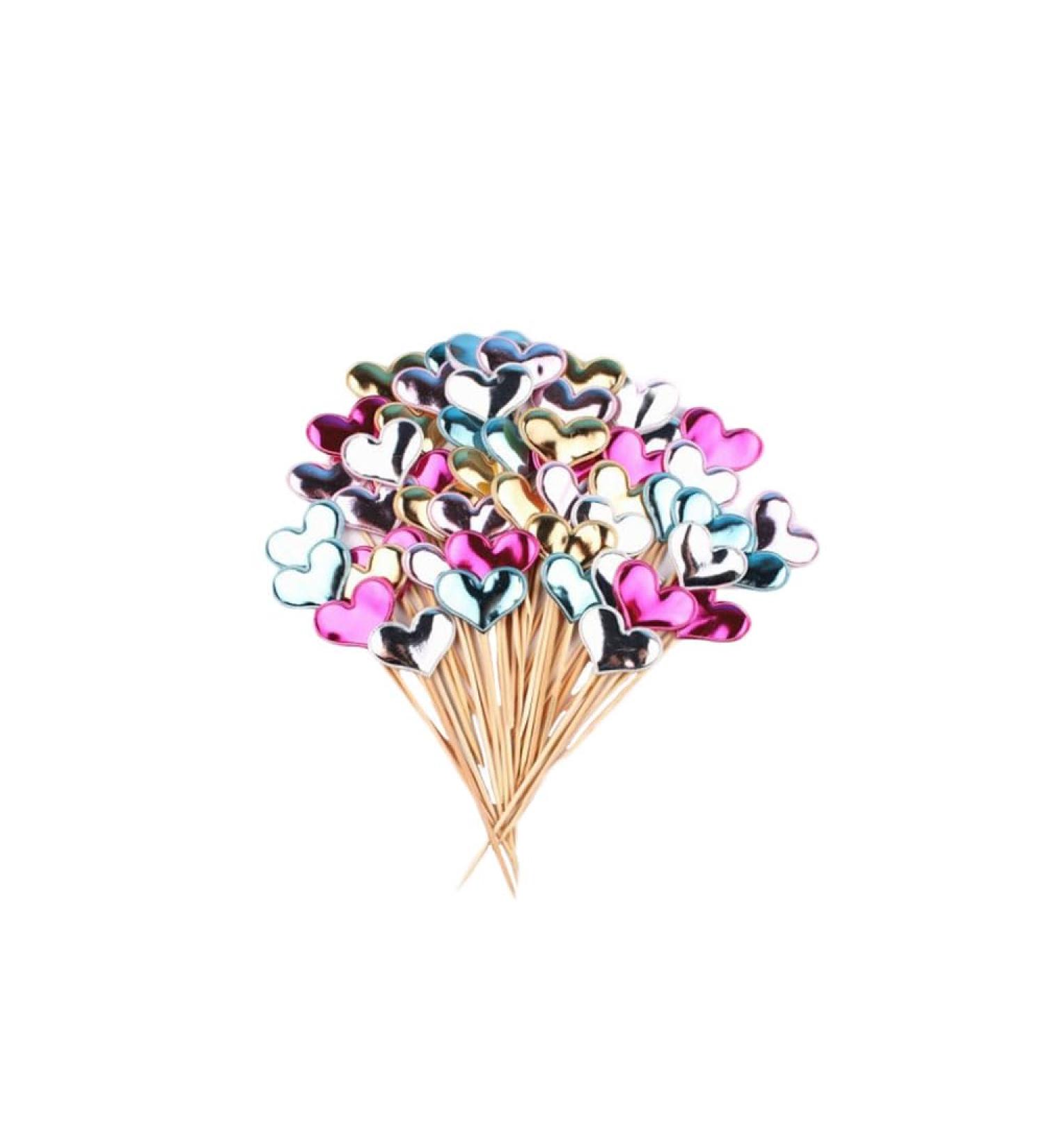 Leadigol 50PCS Colorful Heart Cake Toppers Cake Topper Heart DIY Mini Birthday Cake Snack Decorations Picks Birthday Party Cake Decor Supplies Cupcake Toppers - Buy Online on GoSupps.com