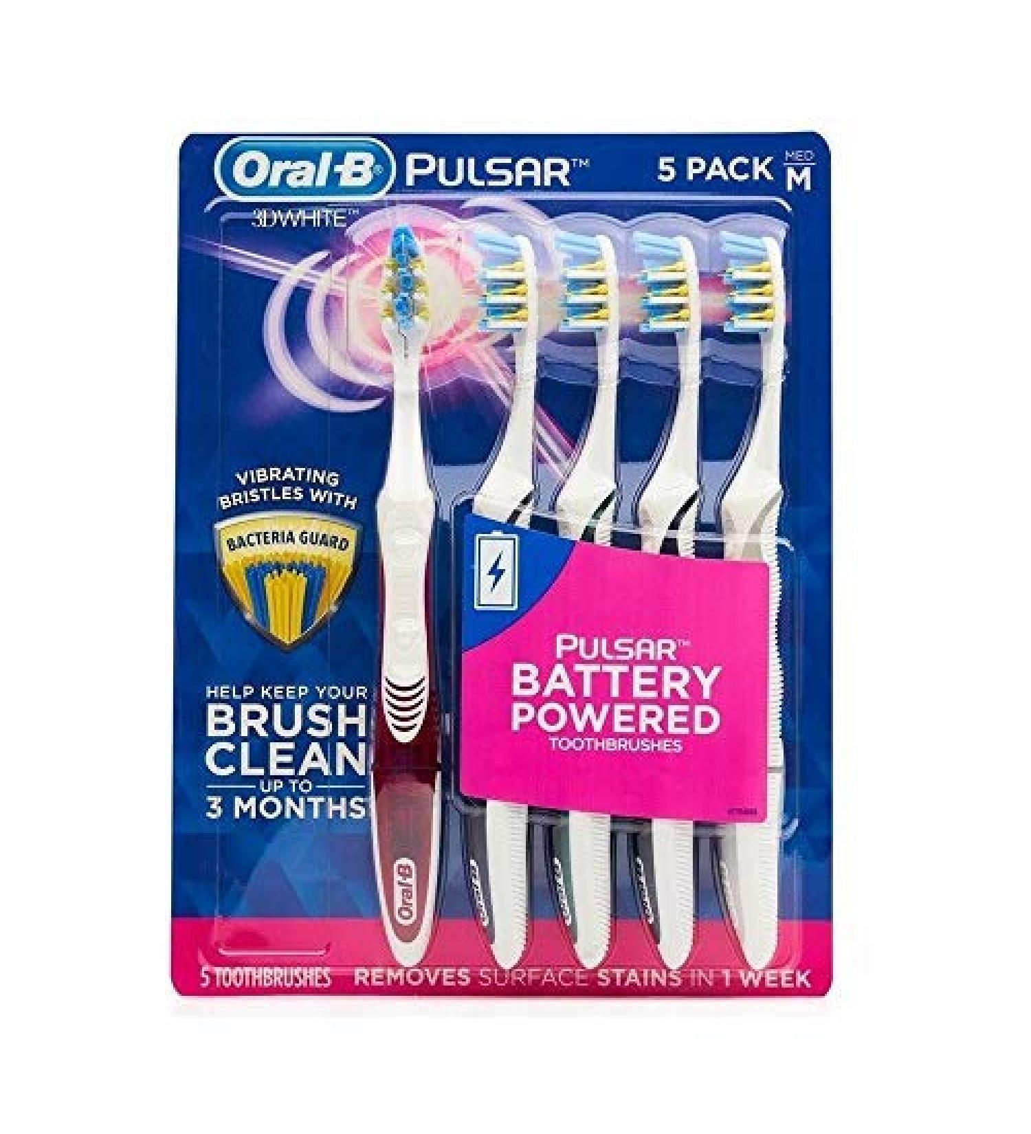 Oral-B Pulsar Vibrating Bristles Toothbrush Medium 5 Pack - Colors May Vary - Buy Online on GoSupps.com