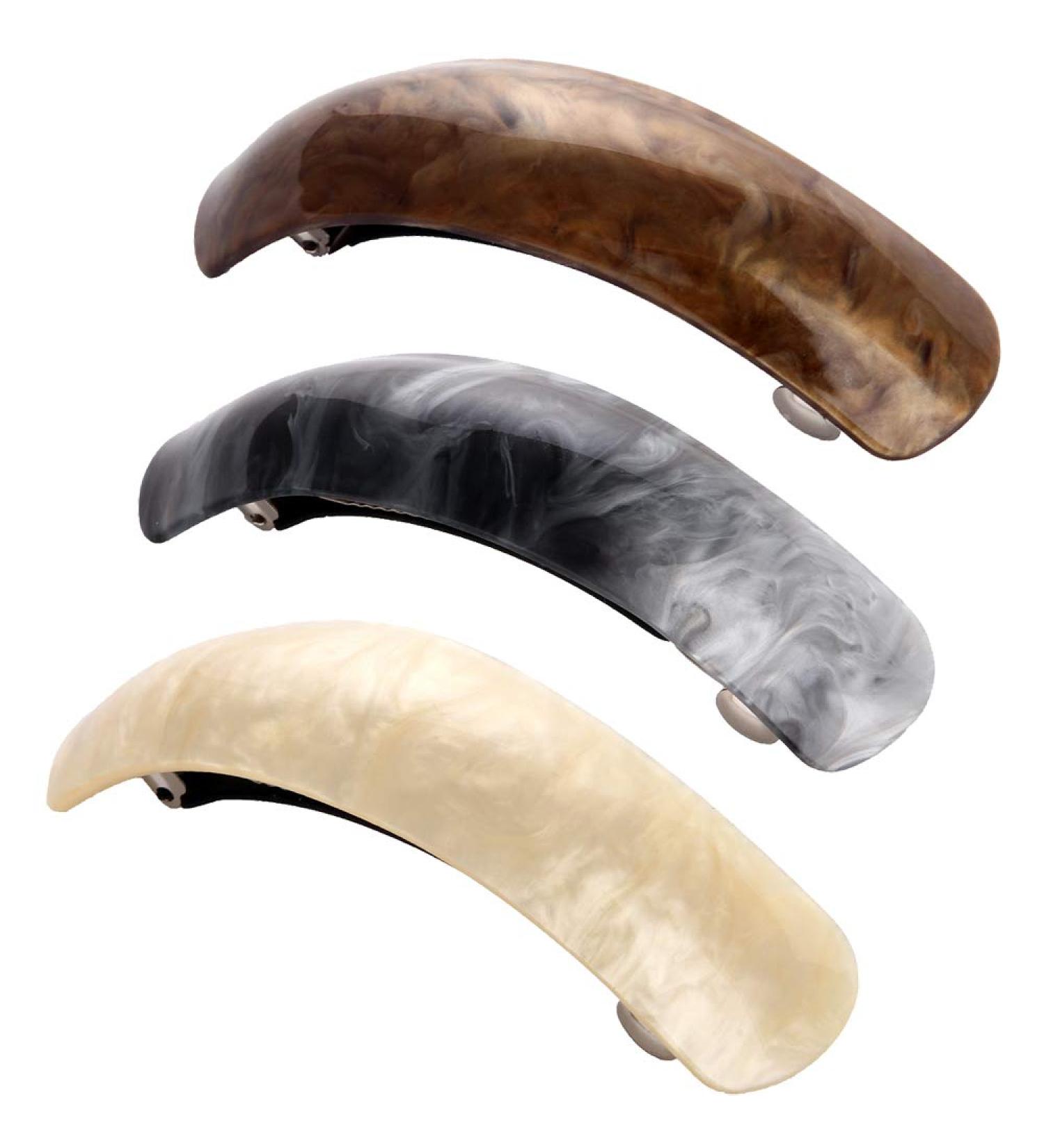 LONEEDY Retro Classic Large Barrettes Hair Pins Set for Women - Dark Gray, Beige, Dark Brown - Buy Online on GoSupps.com