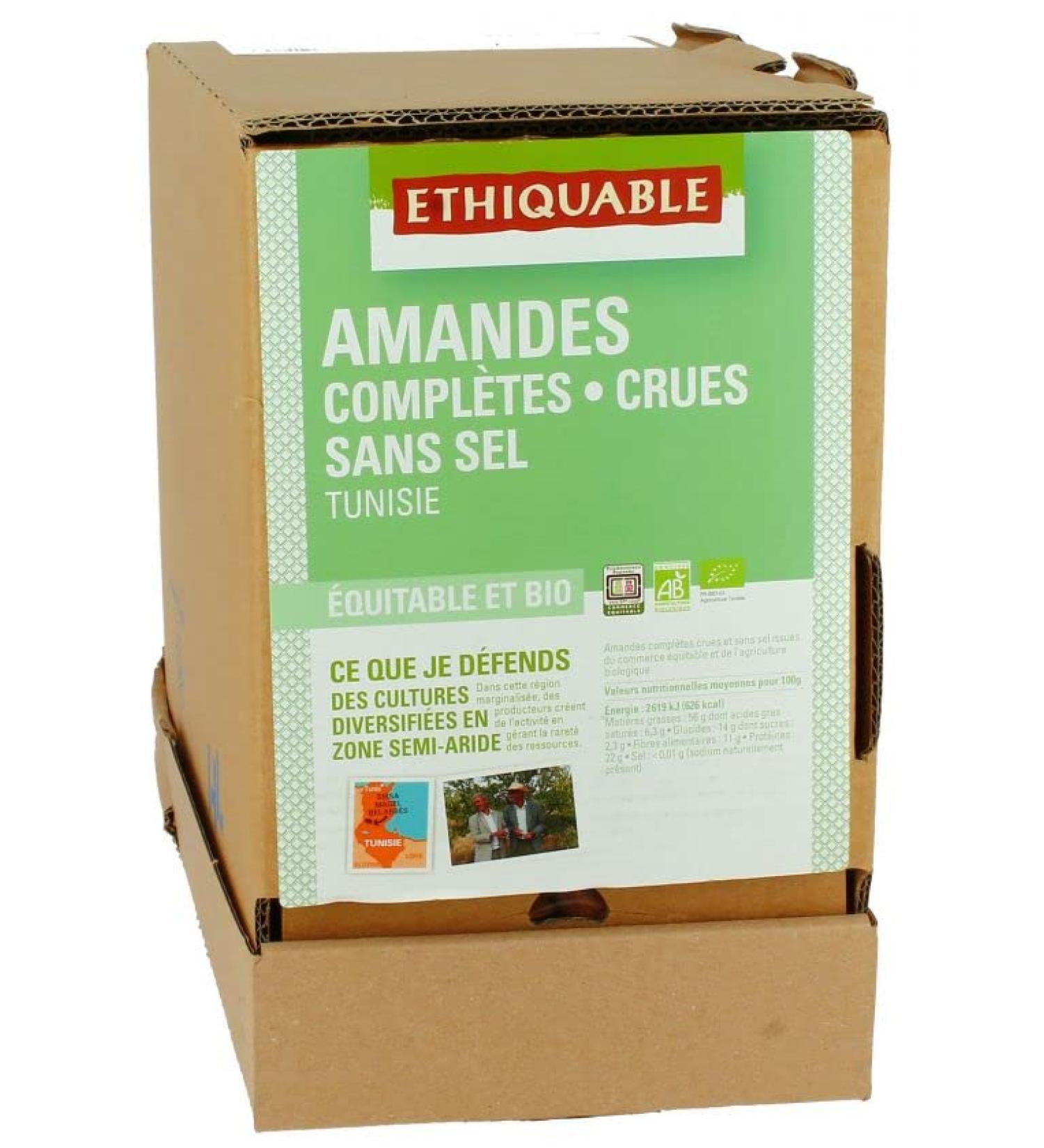 Raw whole almonds NO SALT organic & fair trade BULK RHD 4.5kg