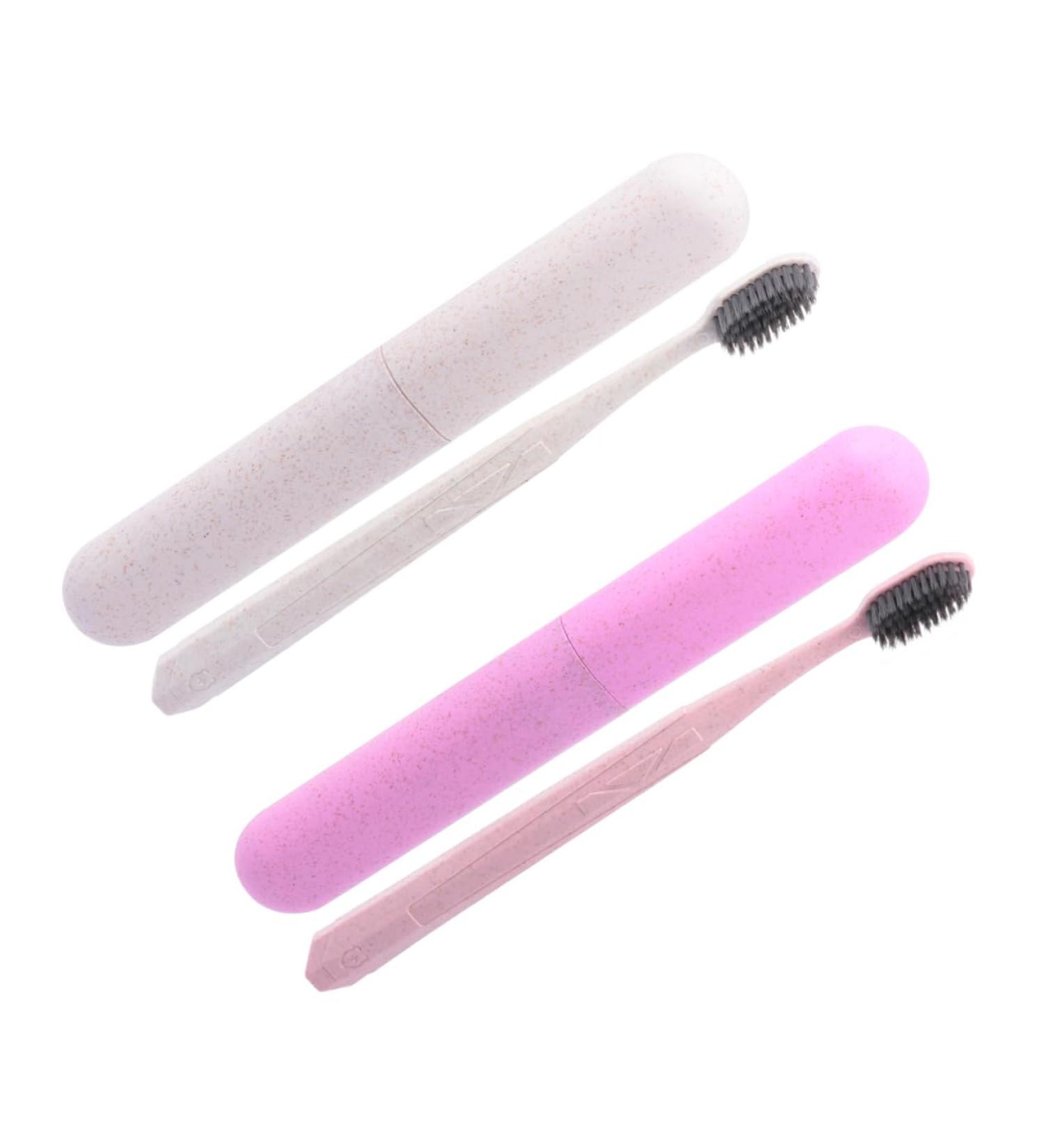 2pcs Soft Travel Toothbrush Set with Toothpaste - Assorted Colors - Eco-Friendly PP Material - Buy Online on GoSupps.com