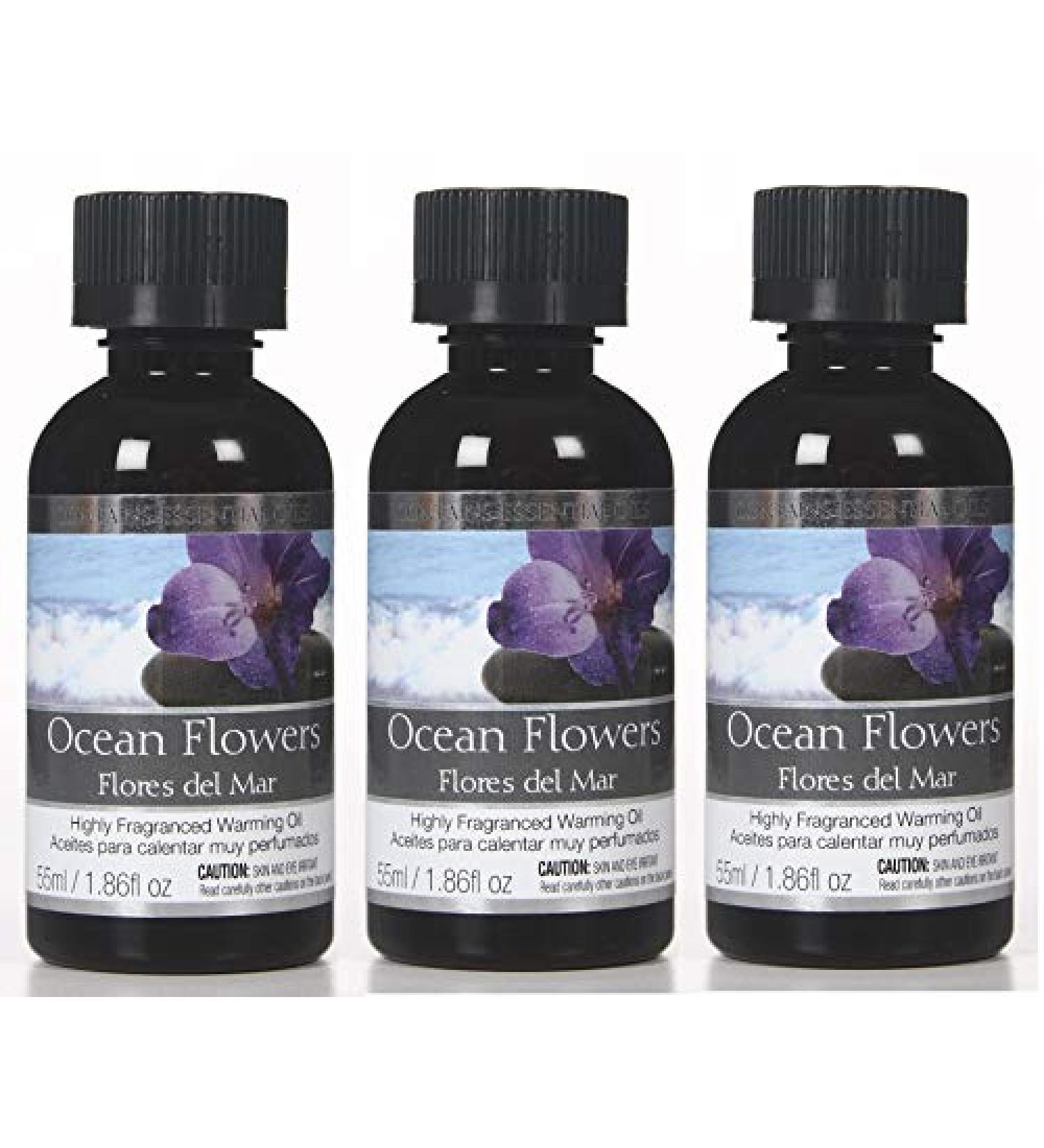 Hosley's Set of 3 55 ml Ocean Flowers Fragrance Warming Oils. Ideal Gift for Weddings Spa Meditation Settings. P1