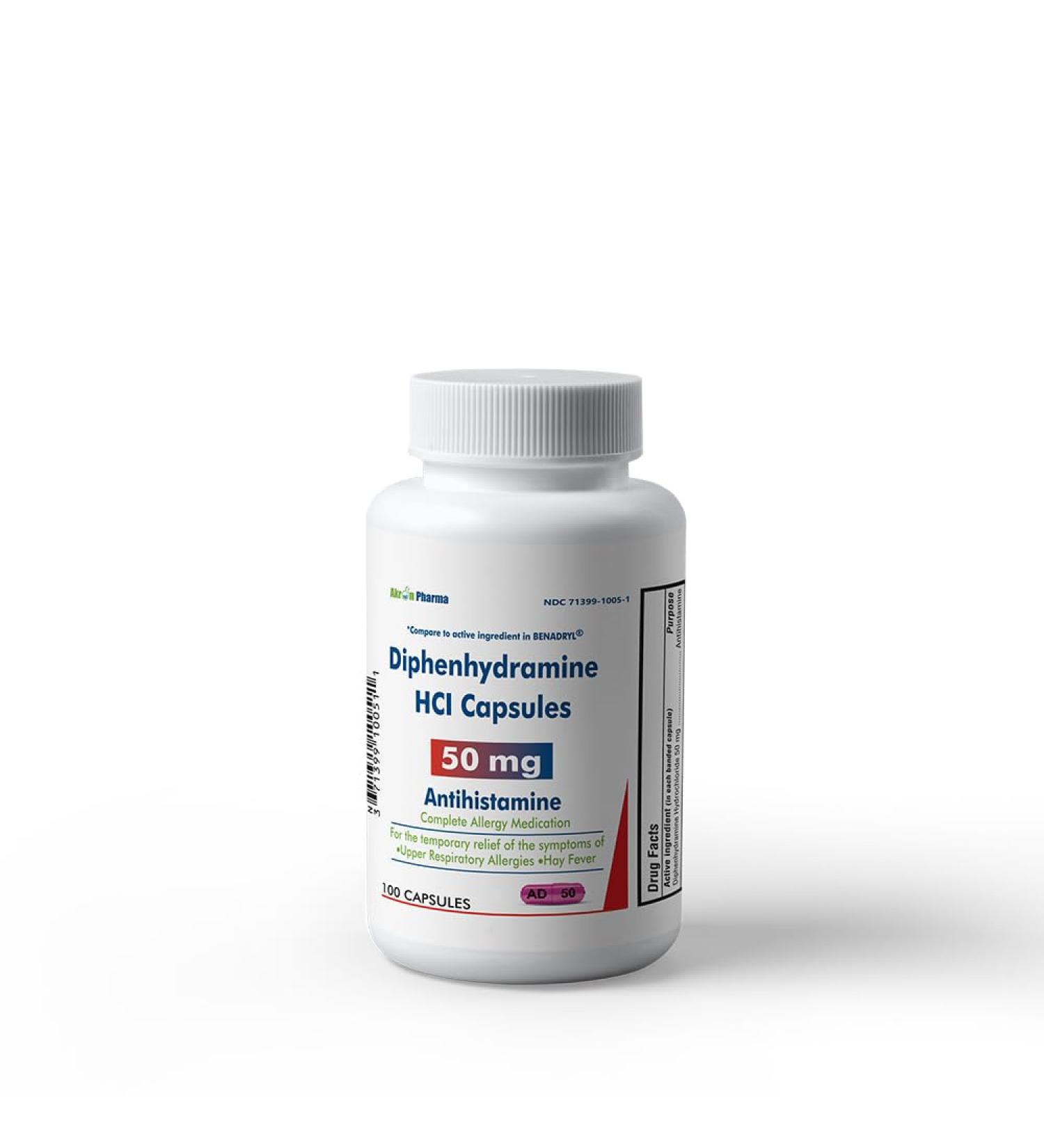 Buy Diphenhydramine HCl Capsules 50 mg - 100 Count | Fast International Shipping - Buy Online on GoSupps.com