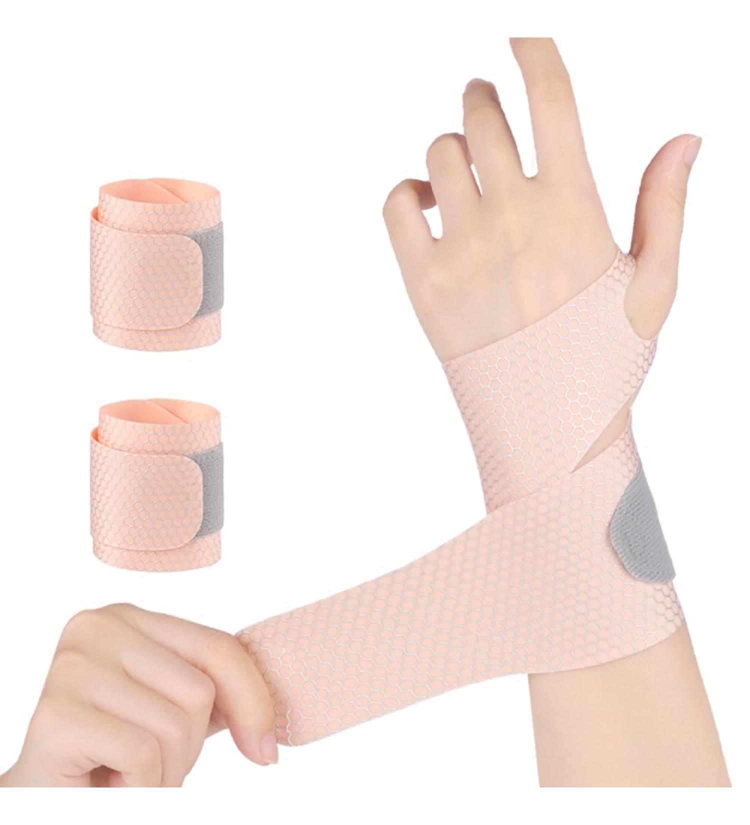 CURELIX Ultra Thin Wrist Brace for Carpal Tunnel Relief | Adjustable & Breathable Support Wraps for Tennis & Work | Pain Relief | Beige (Pairs - Buy Online on GoSupps.com