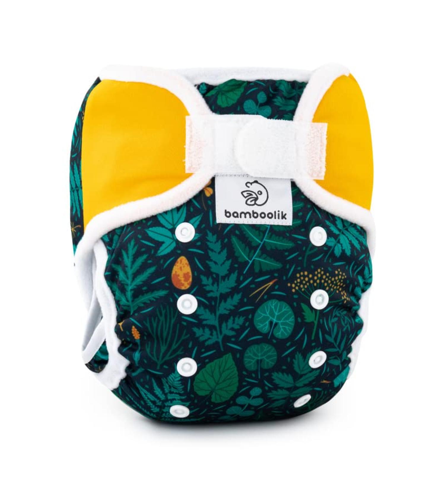 Bambooolik Duo Overpants | Washable Adjustable Cloth Diapers | Velcro Nappy Liners | Eco-Friendly Reusable Diapers Made in EU - Fern Herb & Saffrangelb - Buy Online on GoSupps.com