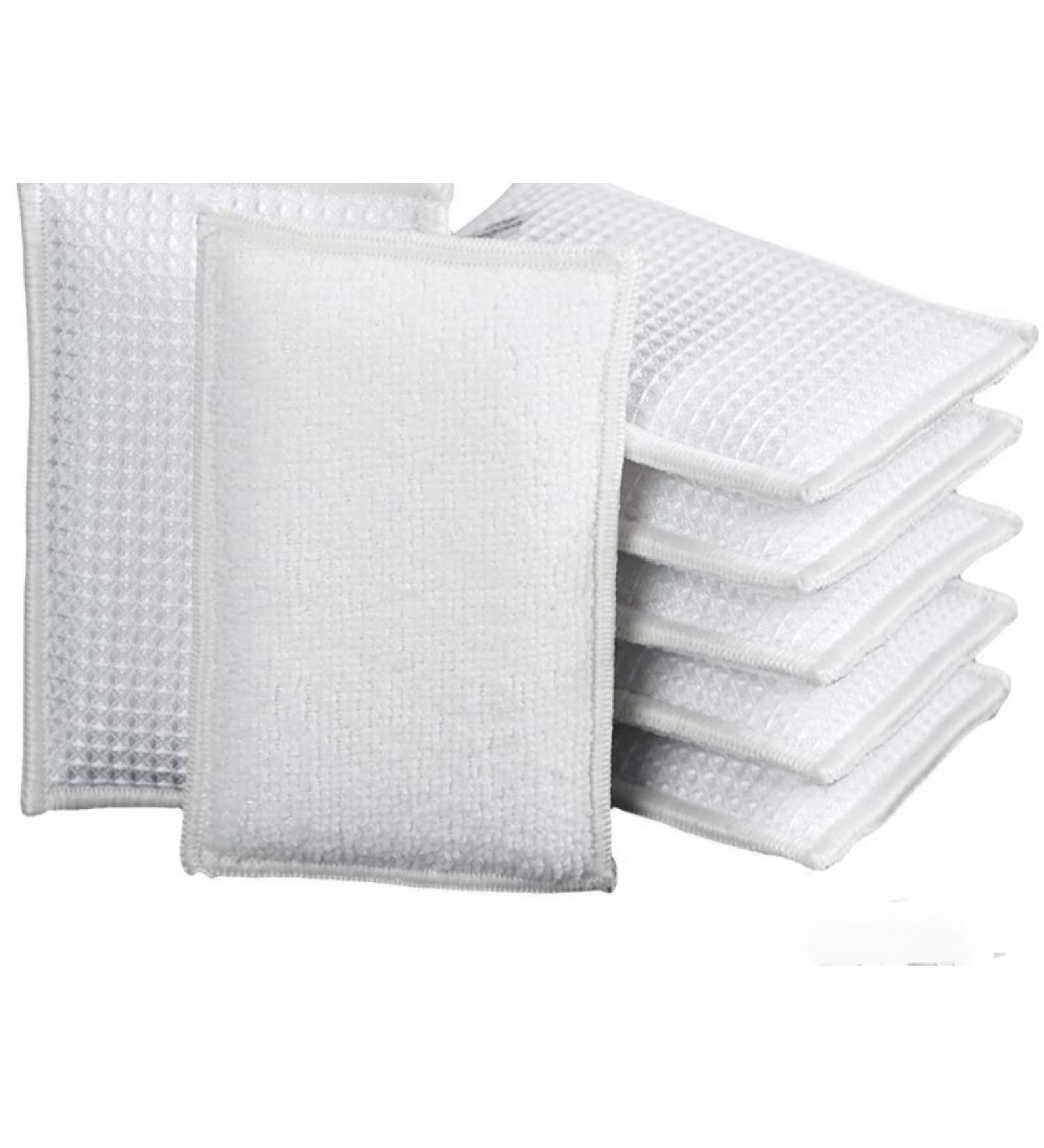 ShuWen Double-Sided Bamboo Fiber Sponge Wipe Kitchen Brush Pot wash Cloth scouring Cloth rag Magic Wipe Housework Cleaning Sponge Brush-White||13 * 9cm - Buy Online on GoSupps.com