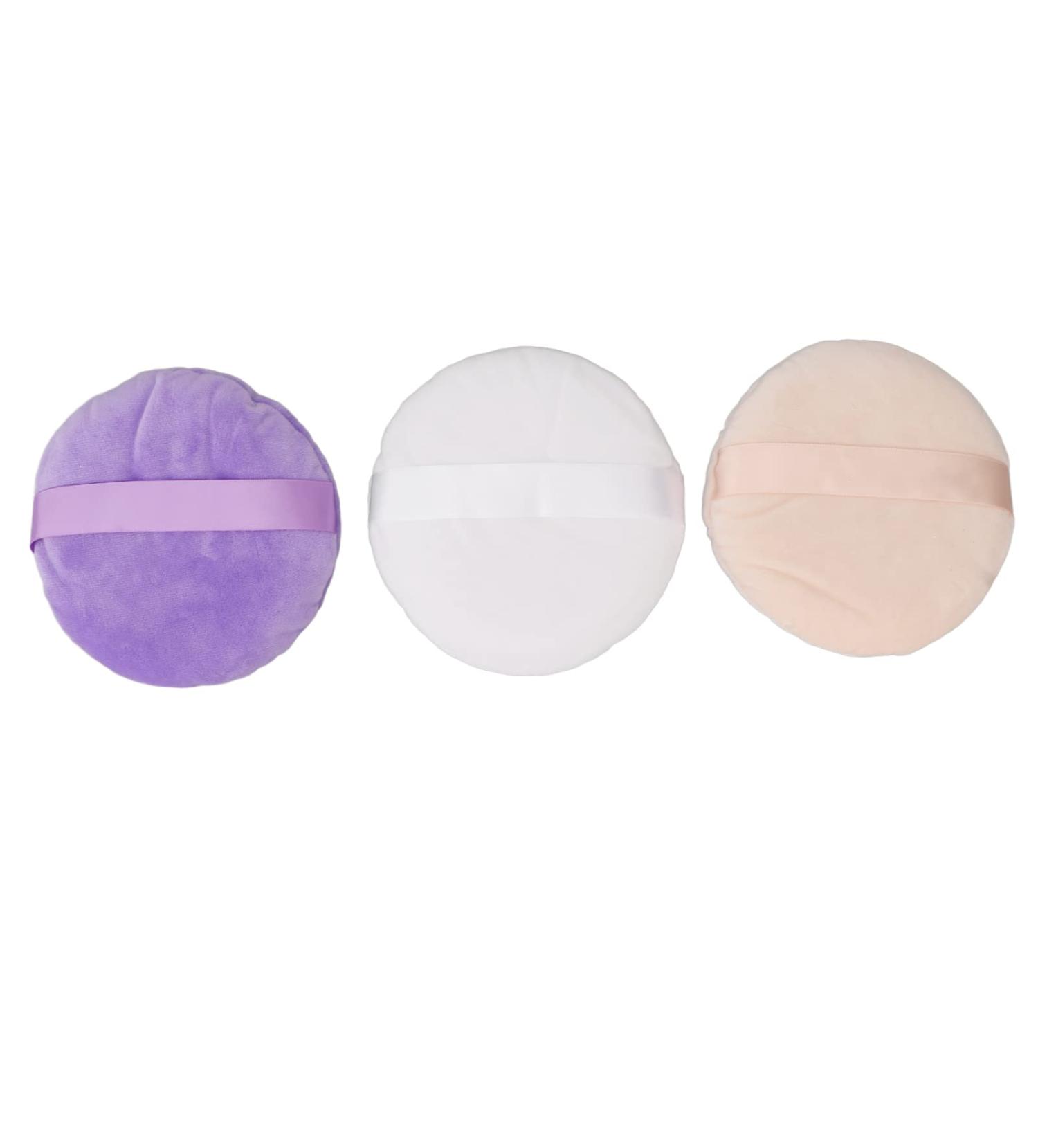 5inch Powder Puff 3pcs Soft Cosmetic Puffs Washable Large Round Face Powder Pads with Ribbon for Loose and Foundation Replacement - Buy Online on GoSupps.com