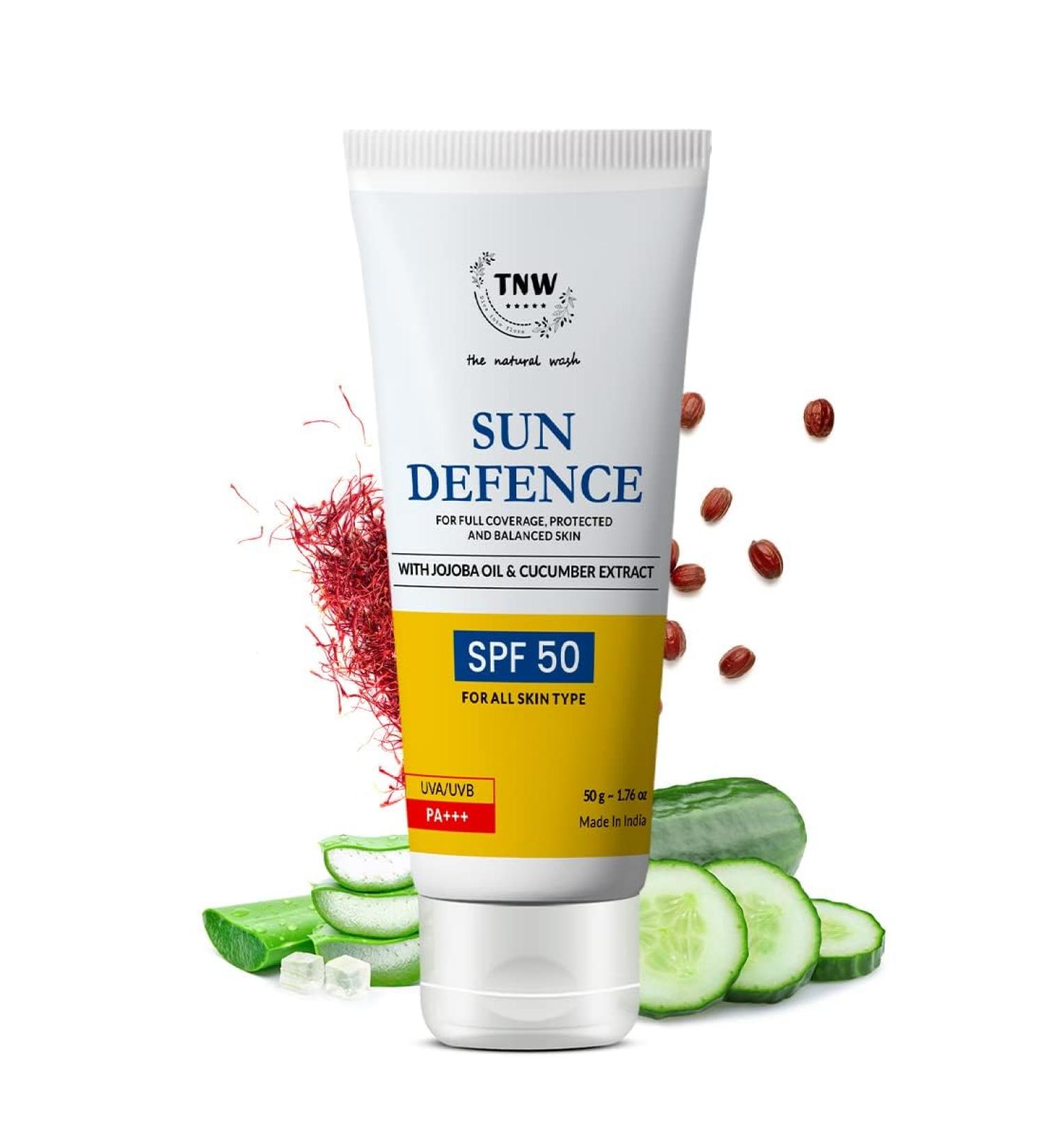 Sun Defence Sunscreen SPF 50 PA++ | Lightweight & Natural Sun Protection Cream | Fast Absorbing | 50g - International Shipping - Buy Online on GoSupps.com