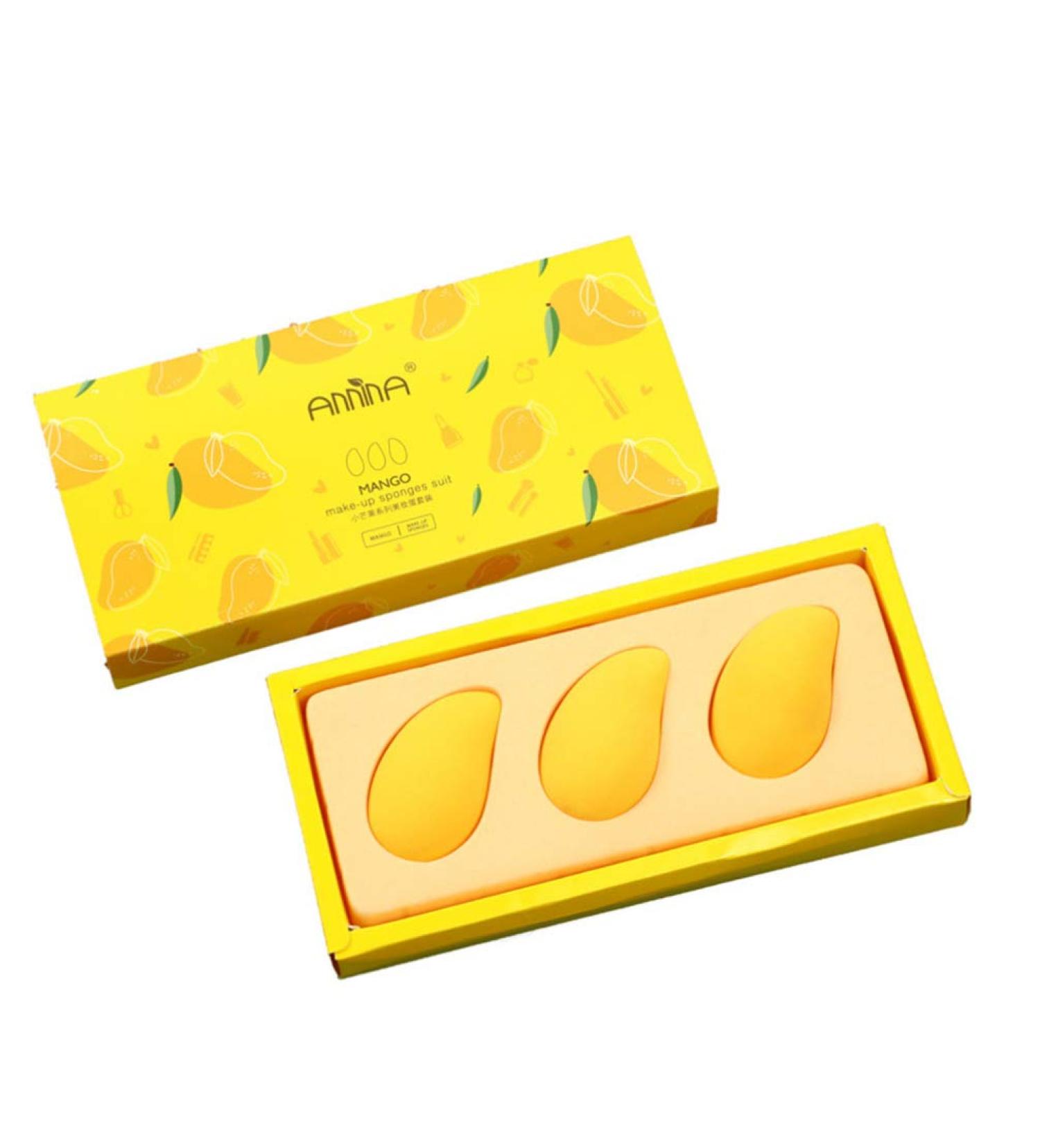 Beaupretty 3pcs Mango Cosmetic Egg Sponge Set - Premium Liquid & Cream Makeup Sponges for Flawless Foundation Application - Buy Online on GoSupps.com