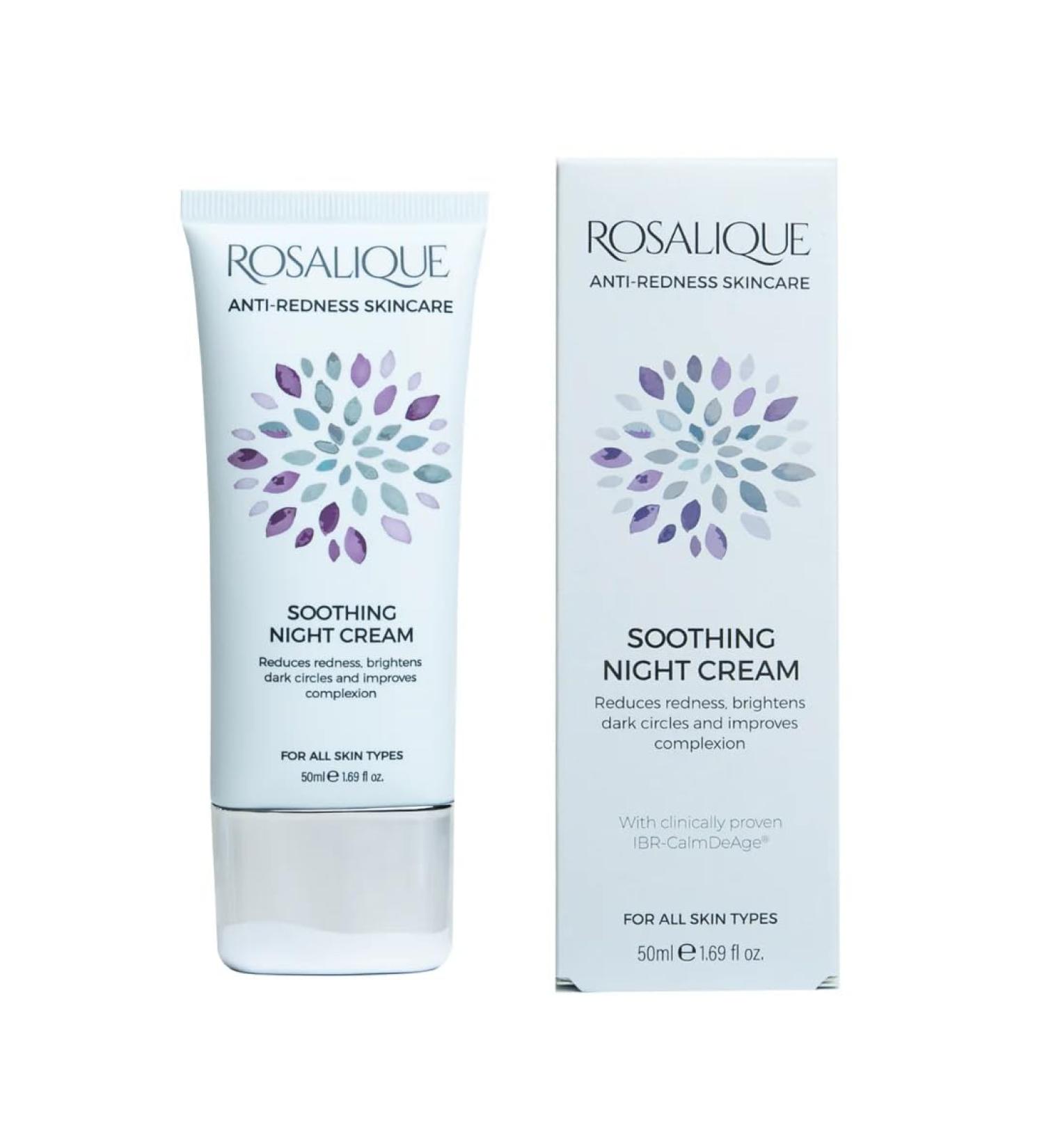 Rosalique Soothing Night Cream 50ml: Ultimate Calm for Sensitive Skin - Clinically Proven IBR-CalmDeAge -Bisabolol Provitamin B5 & Natural Moisturisers. - Buy Online on GoSupps.com