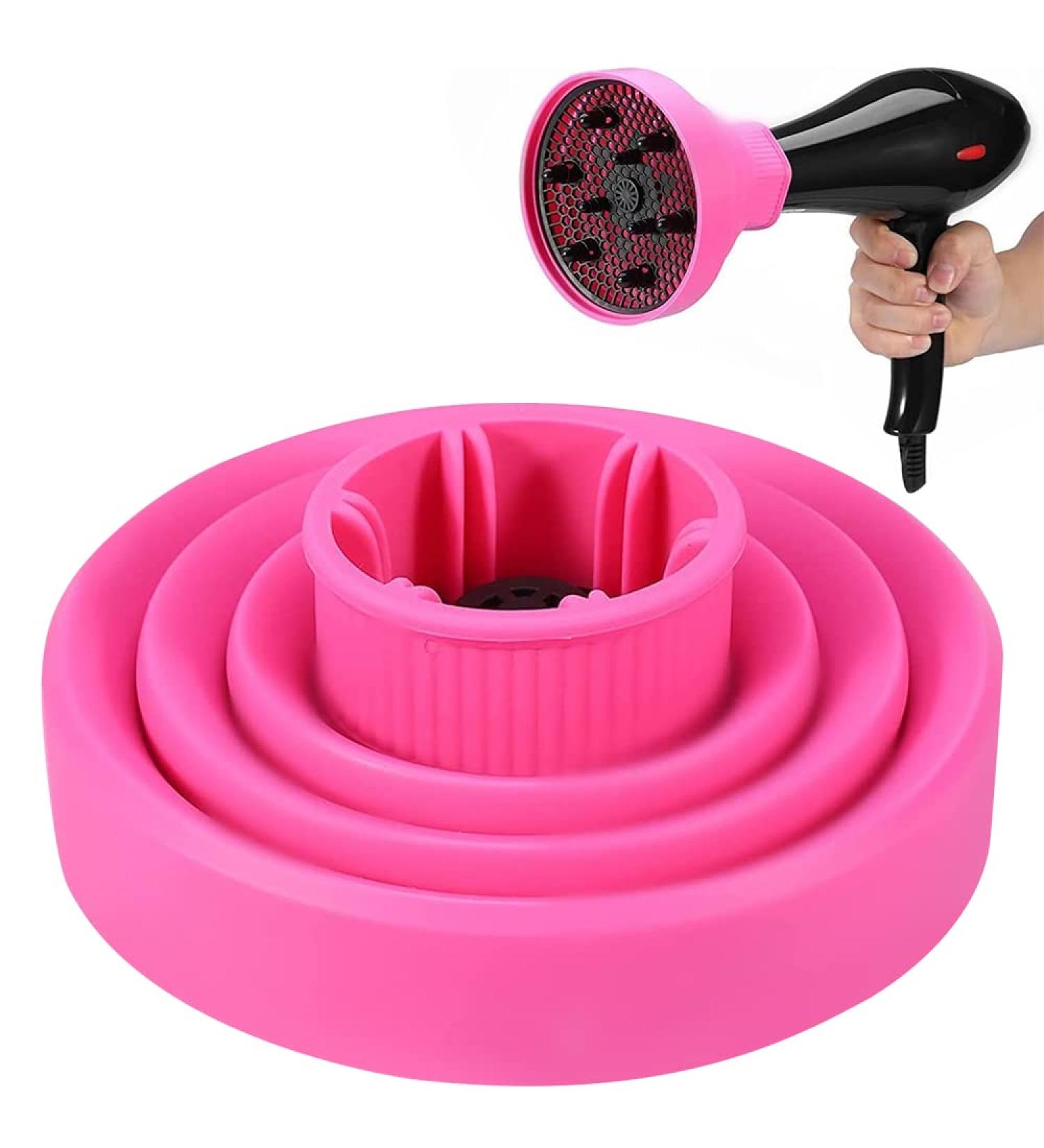 Haomeeduo Foldable Silicone Hair Dryer Diffuser Attachment for Curly Hair - Universal Fit Portable Design Perfect for Travelers - Pink - Buy Online on GoSupps.com