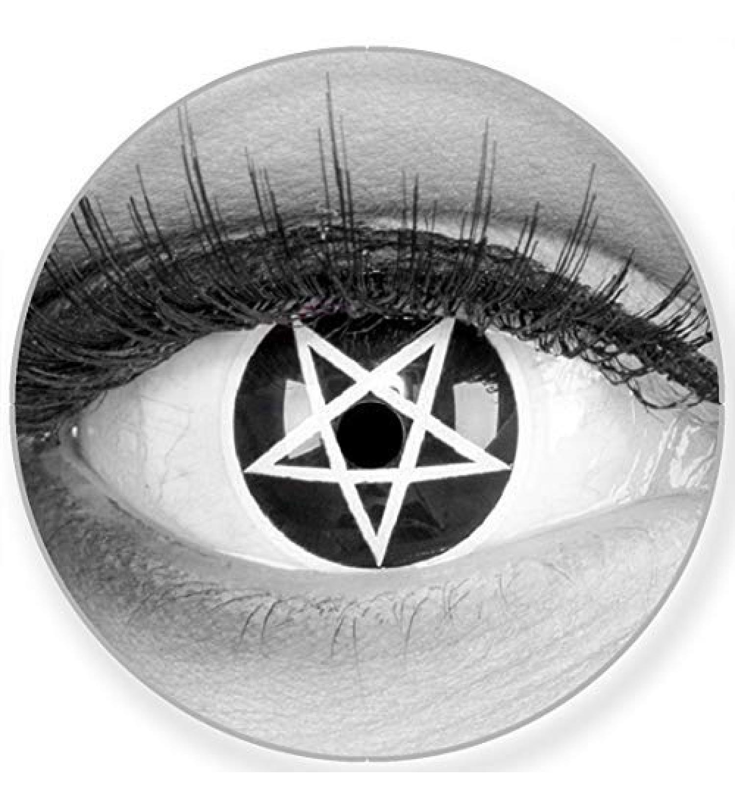 Buy Funnylene Colored Contact Lenses - Pentagram Black & White Star - 12 Monthly Soft Motif Lenses - Perfect for Halloween & Carnival - Includes Free Container - Buy Online on GoSupps.com