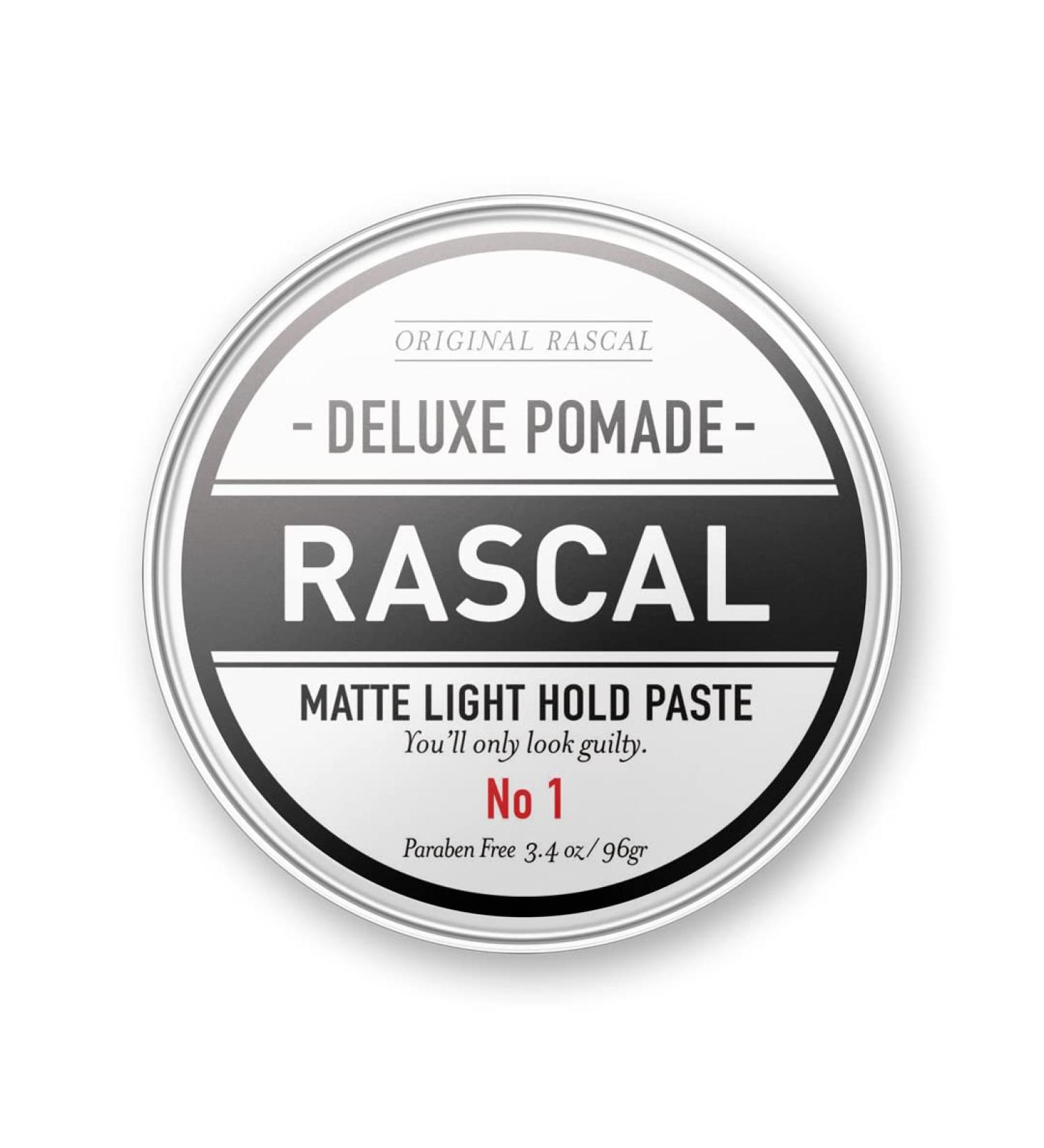 Rascal Deluxe Pomade No 1 - Matte Low Shine Light Hold Paste with Beeswax & Grapeseed Oil - TSA Friendly Container - 3.4oz - Buy Online on GoSupps.com