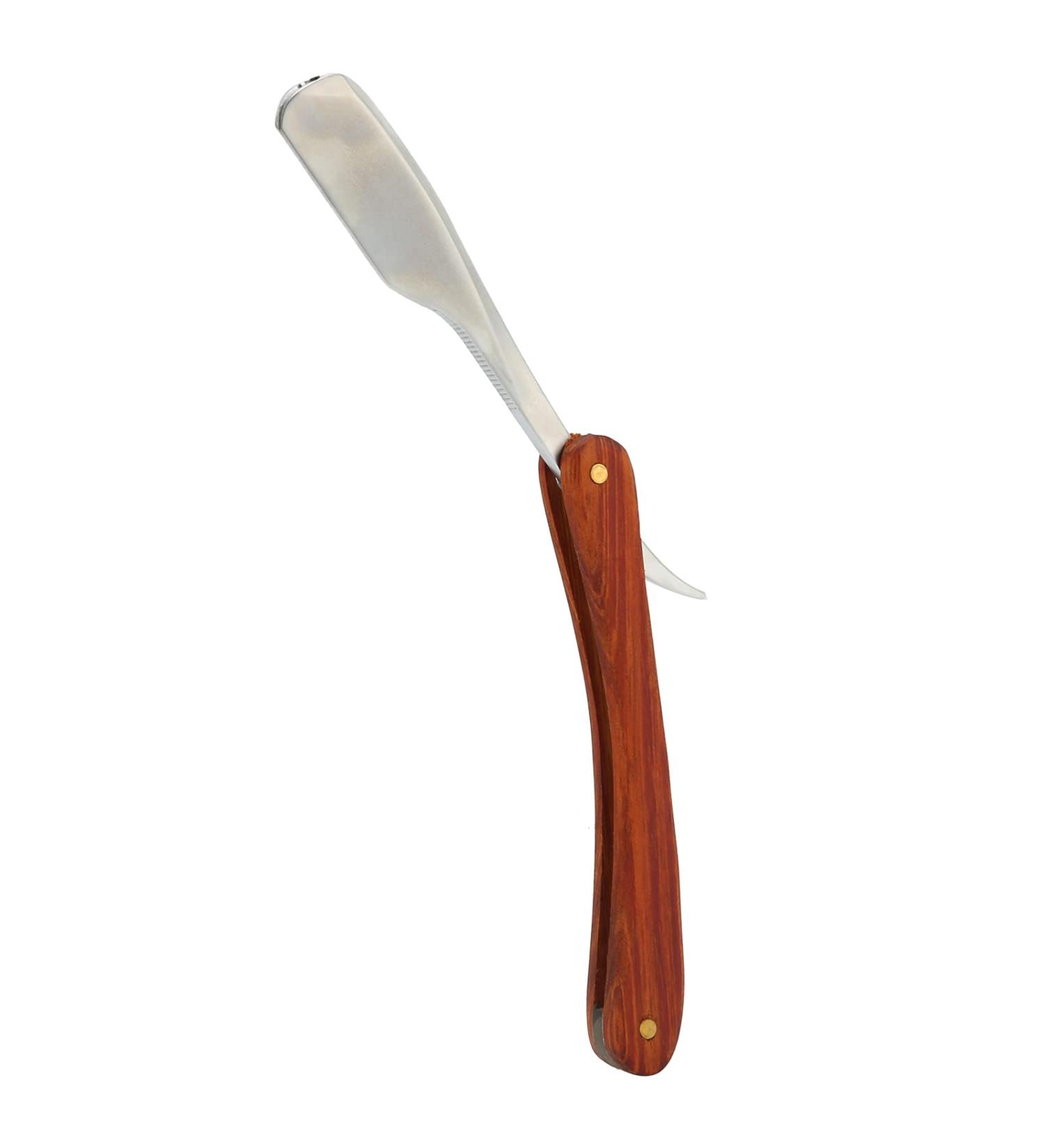 WNSC Razor Holder - Stylish Hair Cutting Razor with Rosewood Handle for Men & Barbers | Matte Silver S79-15 - Buy Online on GoSupps.com