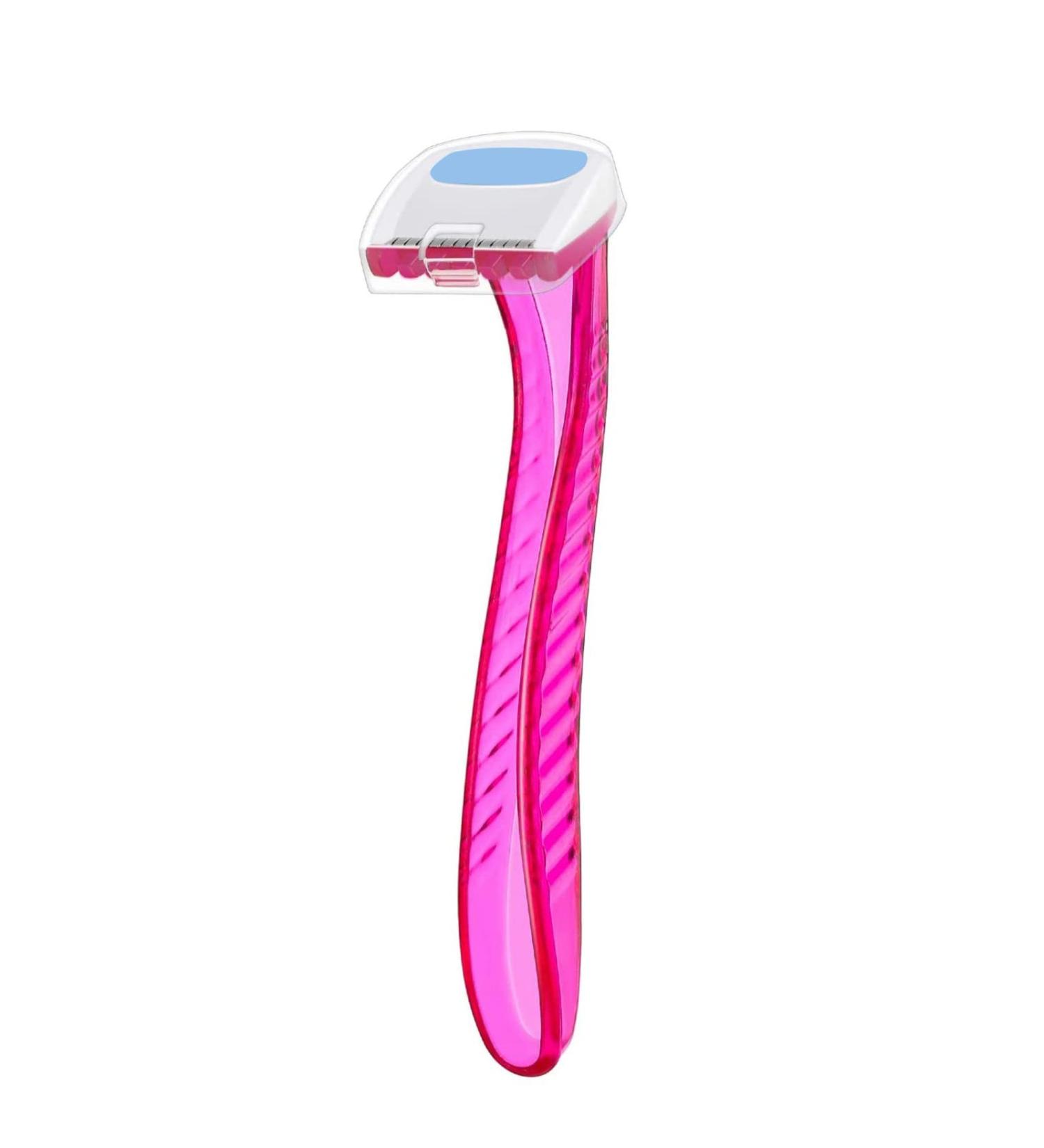 Durable Women's Razor Bikini Trimmer - Travel-Friendly Pubes Hair Removal Tool | Hot Pink T-Type Beauty Razor (1 Pack) - Buy Online on GoSupps.com