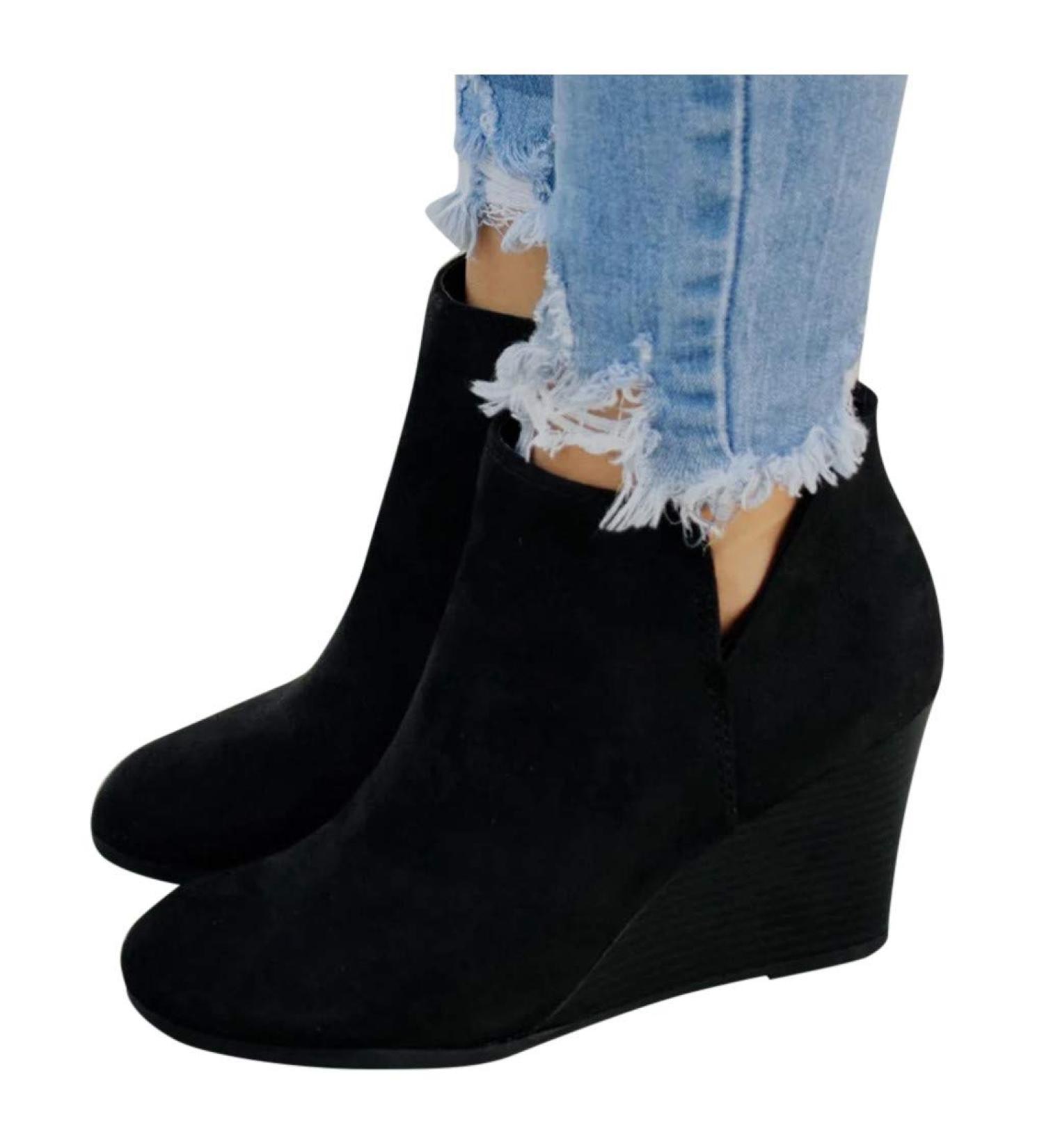 Wedge heel combat boots discount
