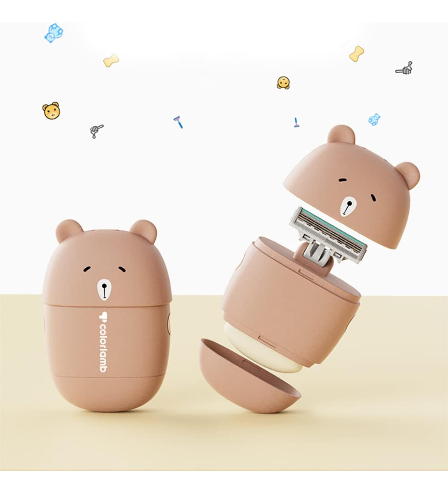 Portable Bear Style Women's Razor for Travel - Manual Shaver with 2 Safety Cartridges & Skin Care Soap Set - Buy Online on GoSupps.com