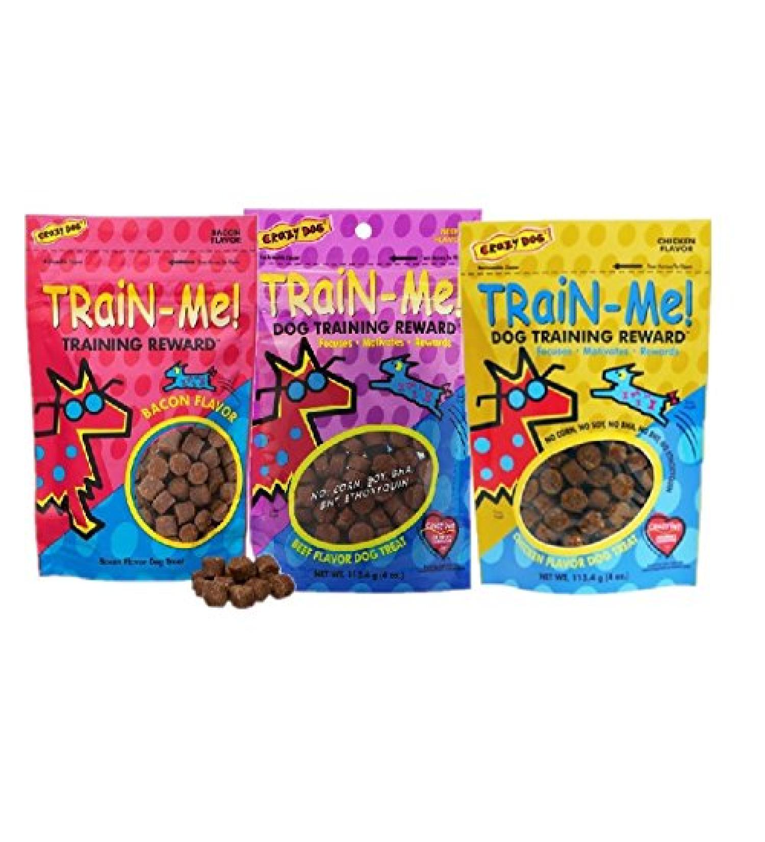MPPCrazy Dog Dog Training Treat Sampler 3 Pack Train Me Treats Healthy Bacon Chicken Beef 4oz - Buy Online on GoSupps.com