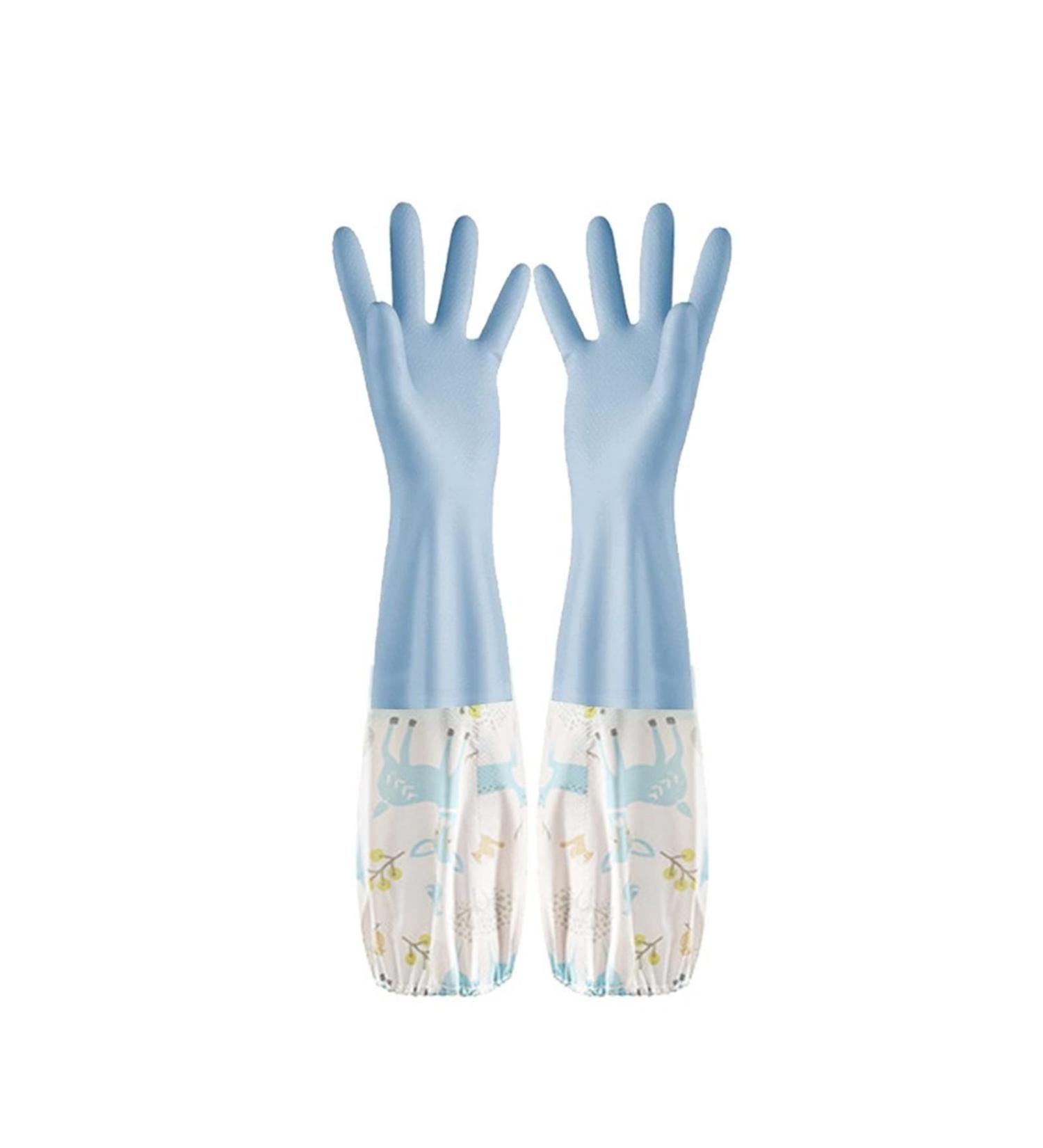 SEPTAM Cleaning Gloves Dishwashing Gloves Single Layer Household Chore Splicing Sleeve Waterproof Gloves Plush Elastic Band Mouth Rubber Gloves (Color : Blue Size : Medium) - Buy Online on GoSupps.com