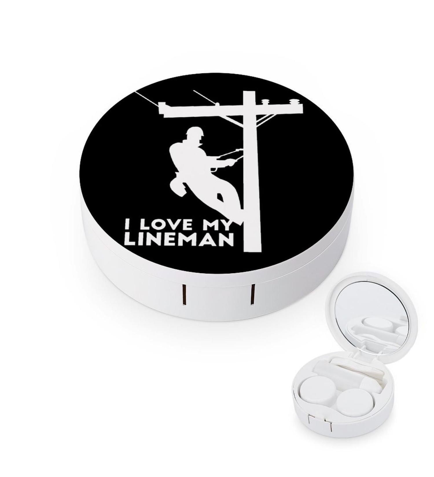 I Love My Lineman Contact Lens Case - Cute Travel Kit with Mirror for Daily Use | Portable Round Storage Box - Buy Online on GoSupps.com