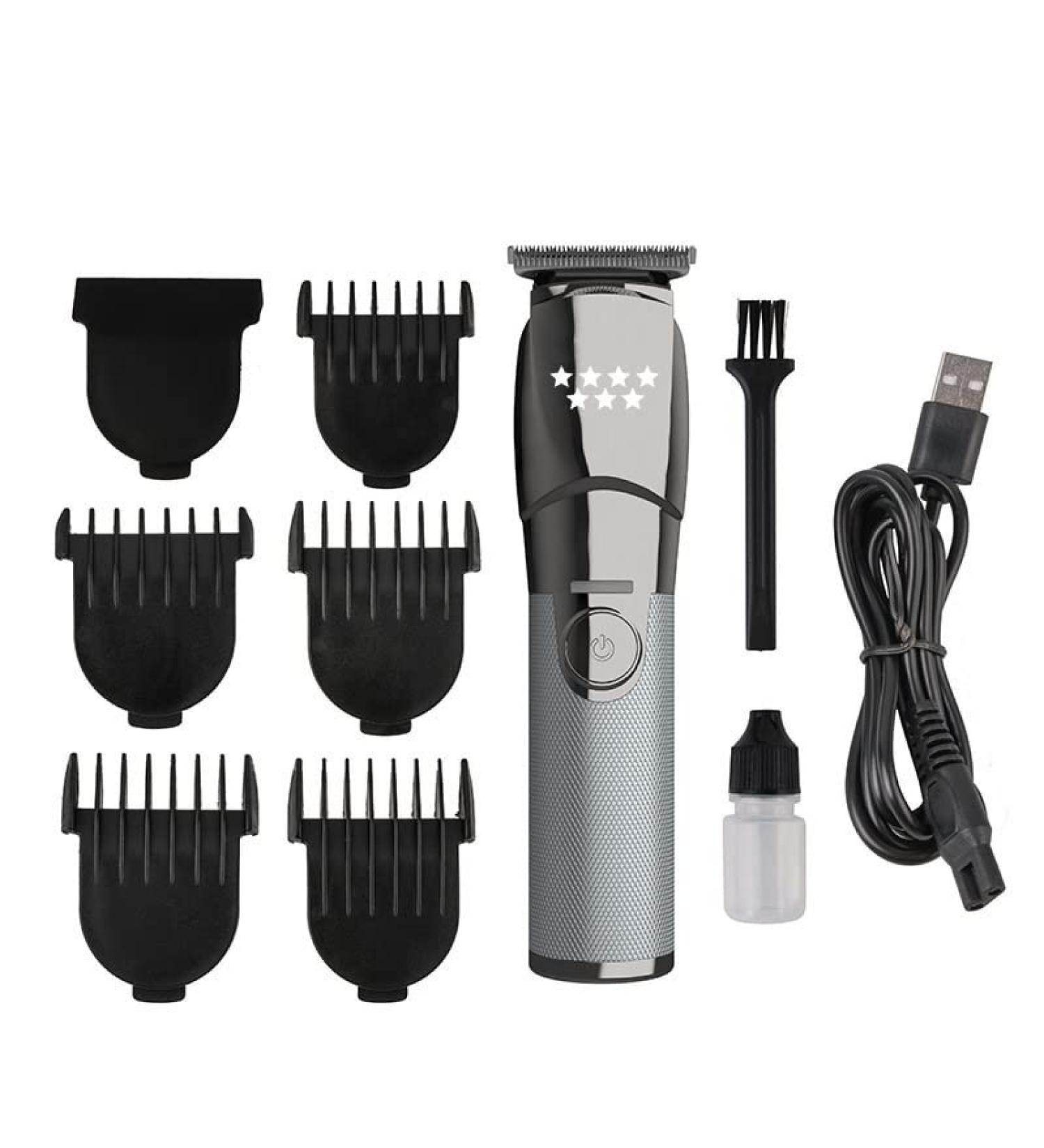 Pro Hair Clipper High-Power Motor Electric Hair Clipper USB Rechargeable Hair Clippers Lithium Battery Waterproof Barber Hair Trimmer for Men(Silver) - Buy Online on GoSupps.com