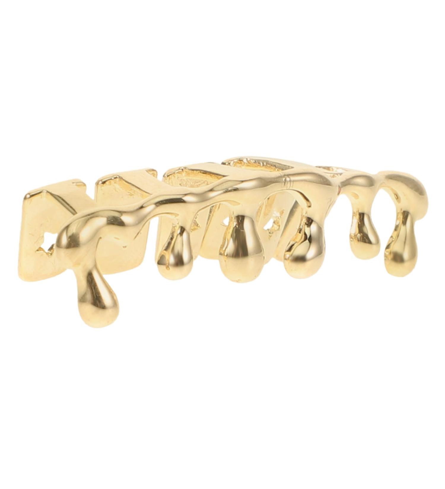 Ipetboom Hiphop SixTooth Gold Plated Water Drop Braces Grille Mouth Dental Cap Mouth Dental Accessories Hip Hop Dental Accessories Drop Cap Teeth Denture Caps Gold Copper - Buy Online on GoSupps.com