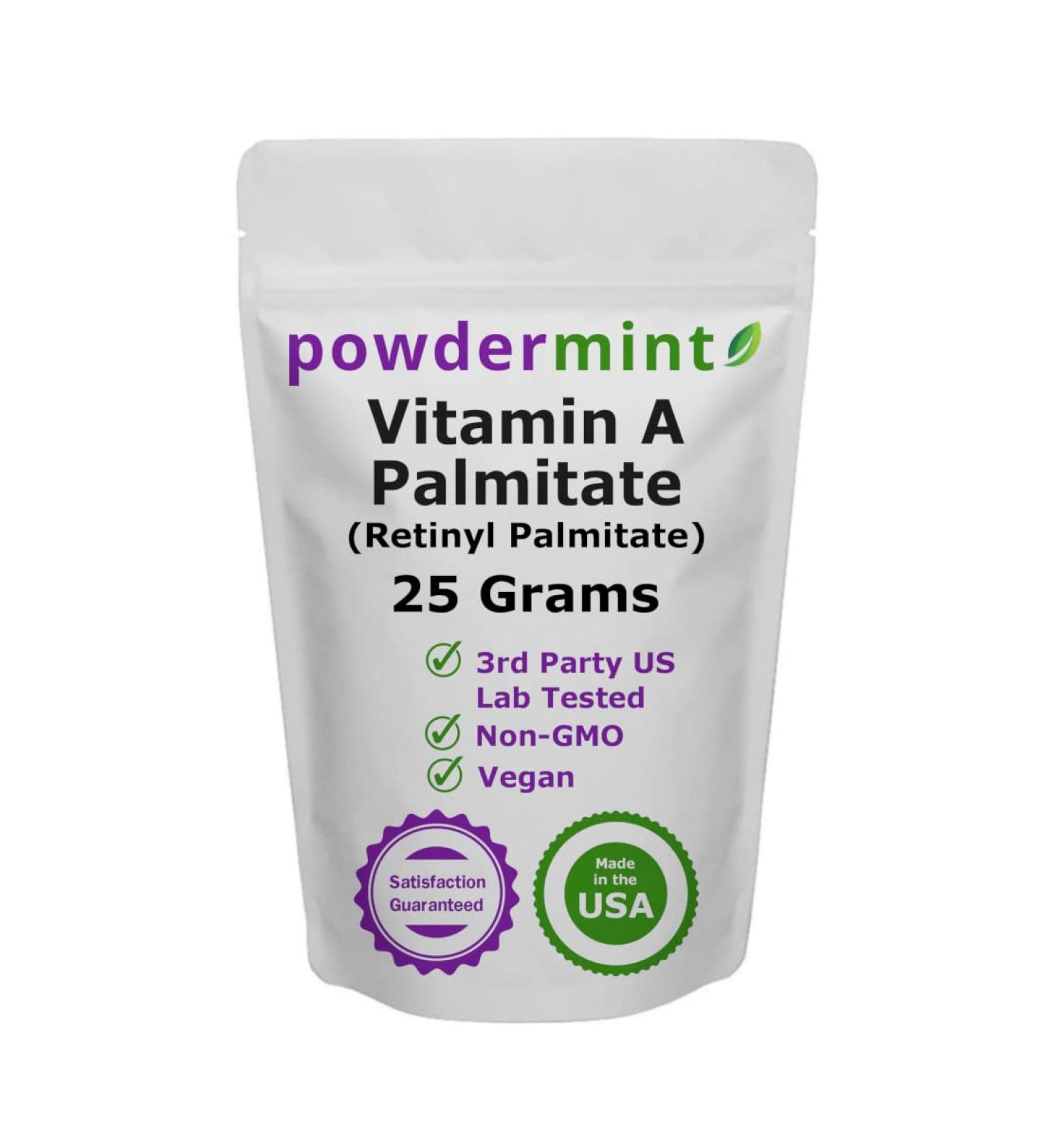 Vitamin A Powder (Palmitate Retinyl Palmitate) 15000 IU - Mint Flavored | Non-GMO Vegan Skin Health | Wrinkle Reduction | Scoop Included | 25g / 0.88oz - Buy Online on GoSupps.com