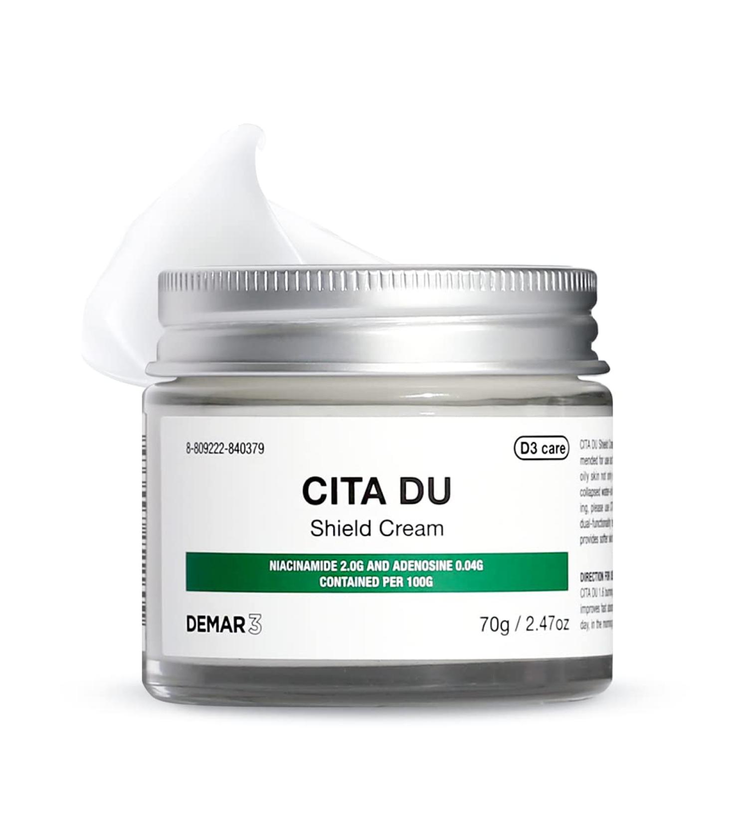 CITA DU Shield Cream - Daily Face Moisturizer for Oily & Acne-Prone Skin with Glycerin Niacinamide & Hyaluronic Acid | 70g (2.47oz) - Shop Internationally - Buy Online on GoSupps.com