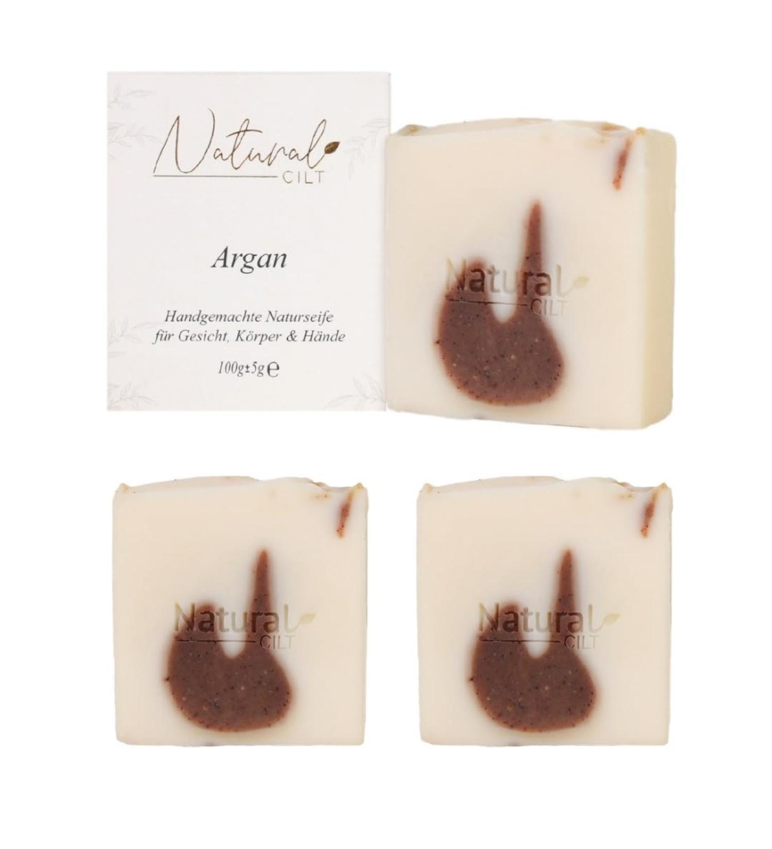3x Natural Argan Soap - 100% Handmade Certified & Chemical-Free - Shower Soap for All Skin Types - Natural Food Cosmetics (3 Pack) - Buy Online on GoSupps.com