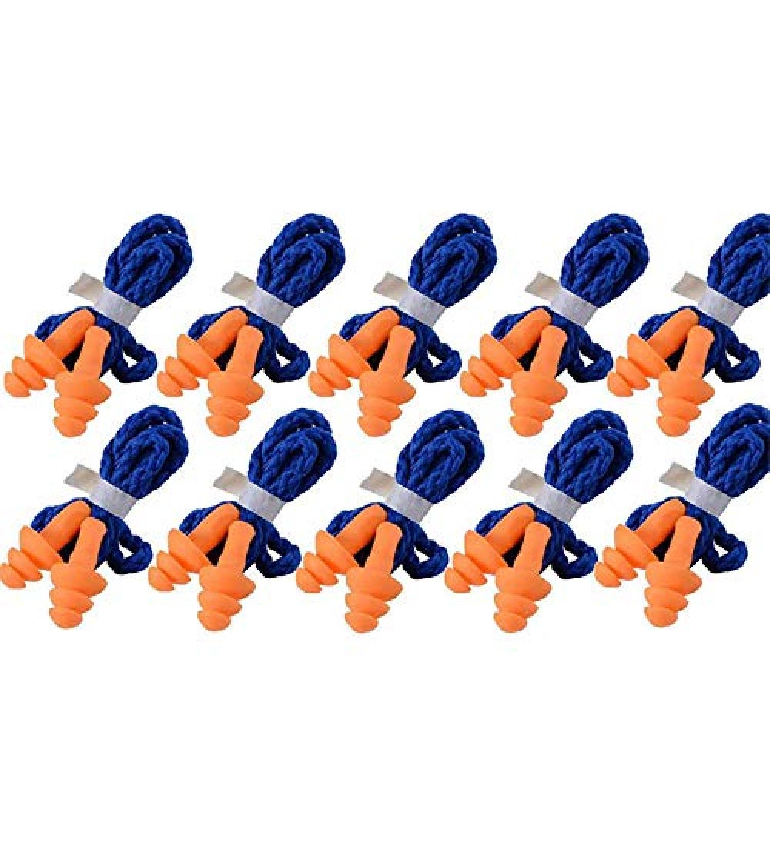 Binifub 100 Pairs Individually Wrapped Soft Silicone Corded Ear Plugs Reusable Hearing Protection Rubber Earplugs - Buy Online on GoSupps.com