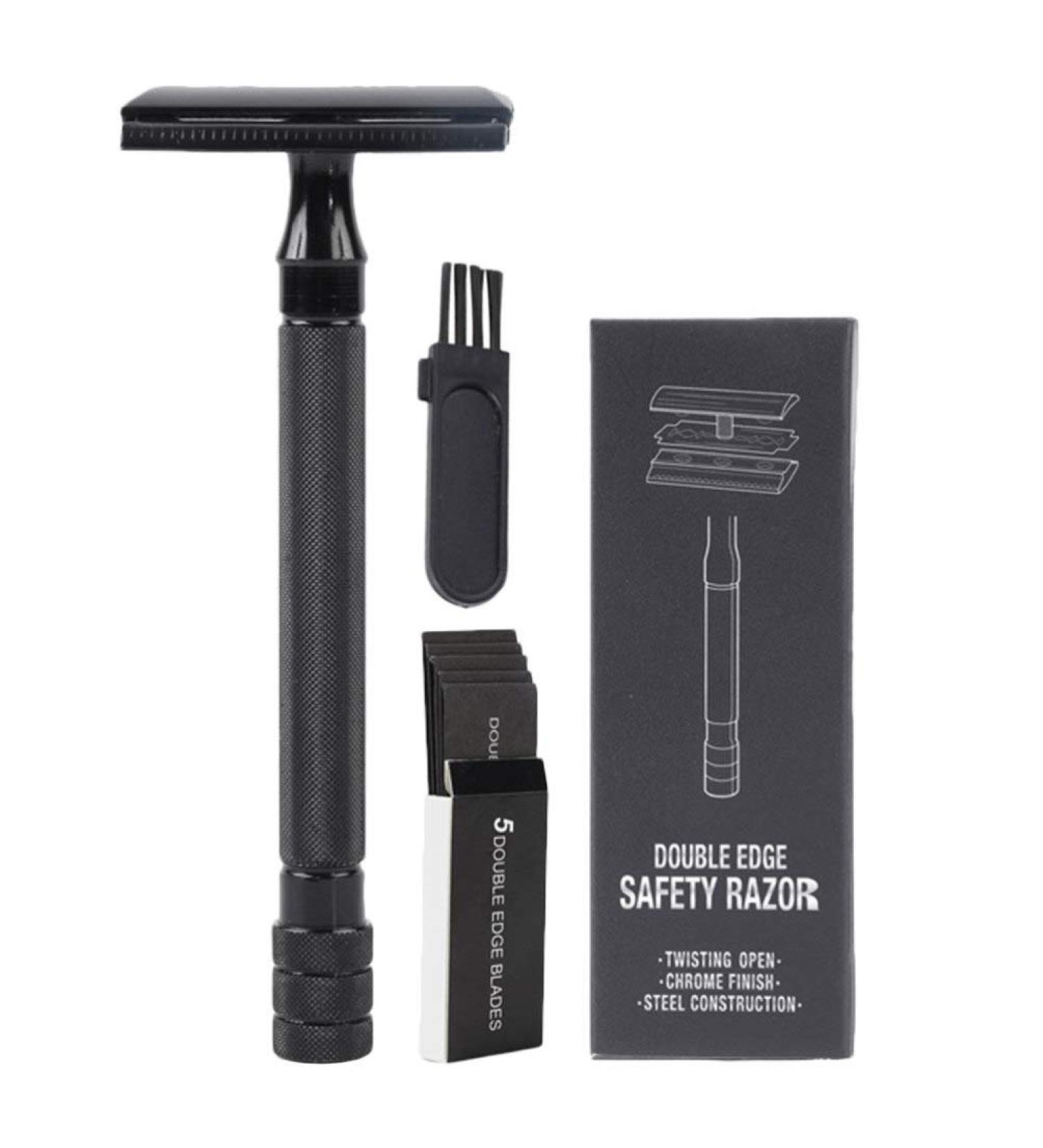 Buy Minkissy Facial Trimmer & Double Edge Safety Razor - Perfect Father's Day Gift for Men | Portable Black Bart Razor with Blades - Buy Online on GoSupps.com