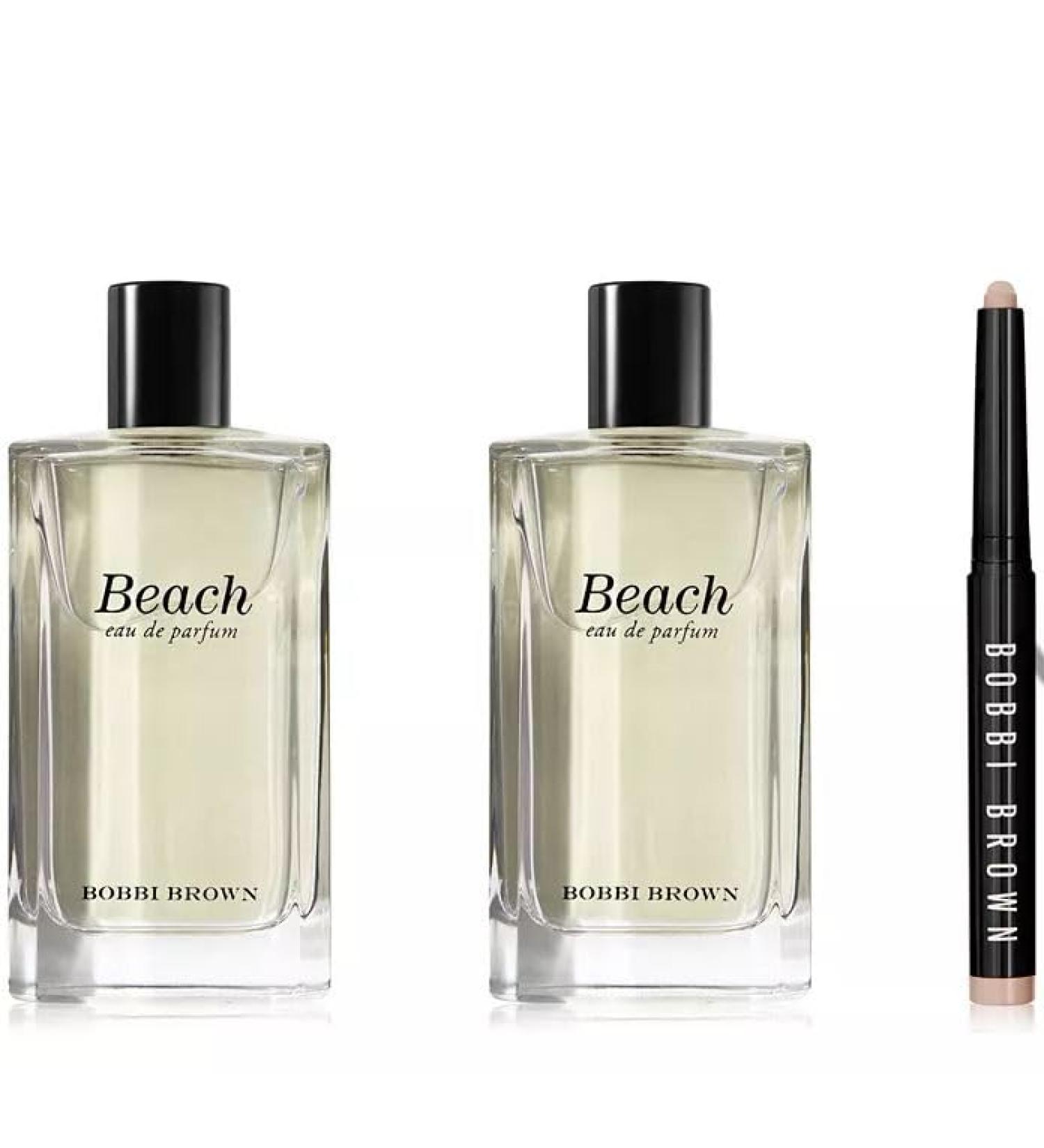 Bobbi Brown Beach Womens Perfume Sunny Days Beach Eau de Parfum Set Includes 2 Full Size Bottles (2 X 1.7 Ounce) Plus Long-Wear Cream Shadow Stick in Vanilla