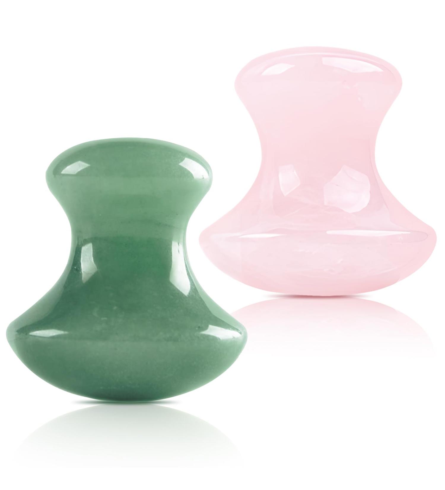 2 Pieces Mushroom Shape Gua Sha Massage Tool - Natural Acupressure Board for Face Neck & Eyes | Relaxation & Fine Line Improvement (Pink & Green) - Buy Online on GoSupps.com
