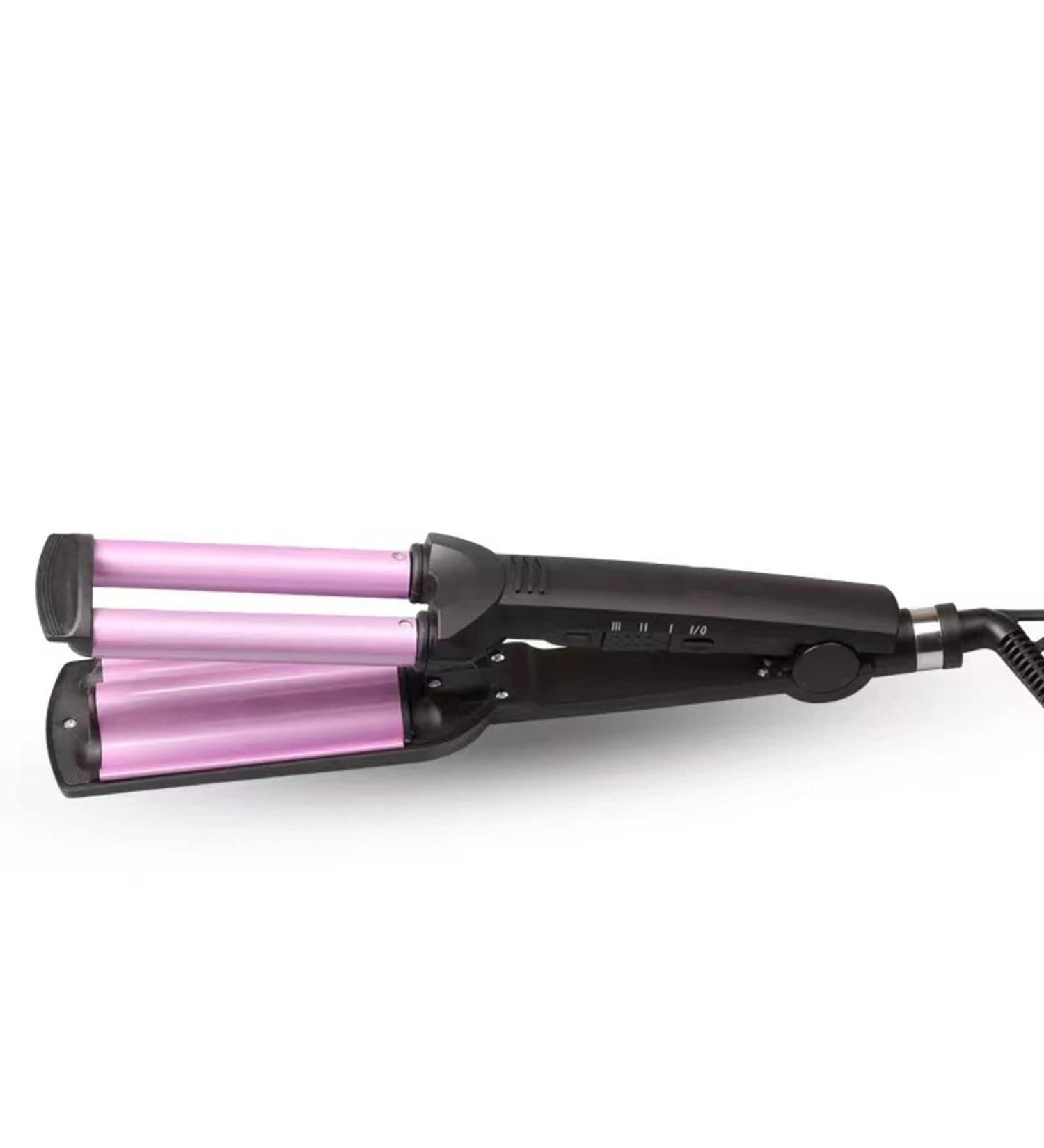 Curling Iron 3 Barrel Deep Hair Waver Ceramic Waving Wand Beachy Crimper Hair Iron Adjustable Heat 300 - 420 Dual Voltage Pink - Buy Online on GoSupps.com