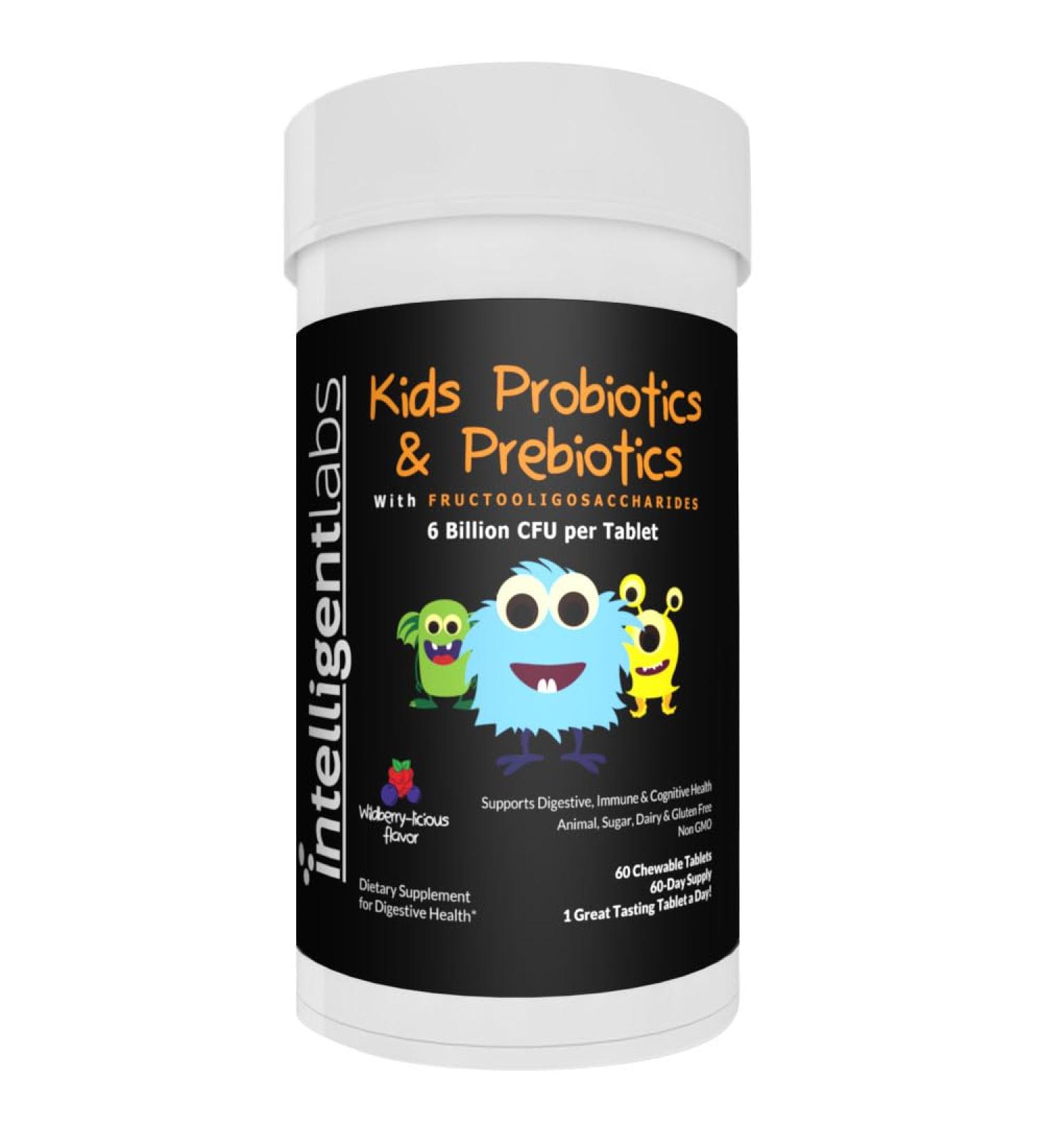 Intelligent Labs Kids/Children Probiotics 6 Billion CFU with Prebiotics PHGG & FOS Once-Daily Chewable Great Taste 10x Effectiveness 60-Day Supply Third-Party Verified - Buy Online on GoSupps.com