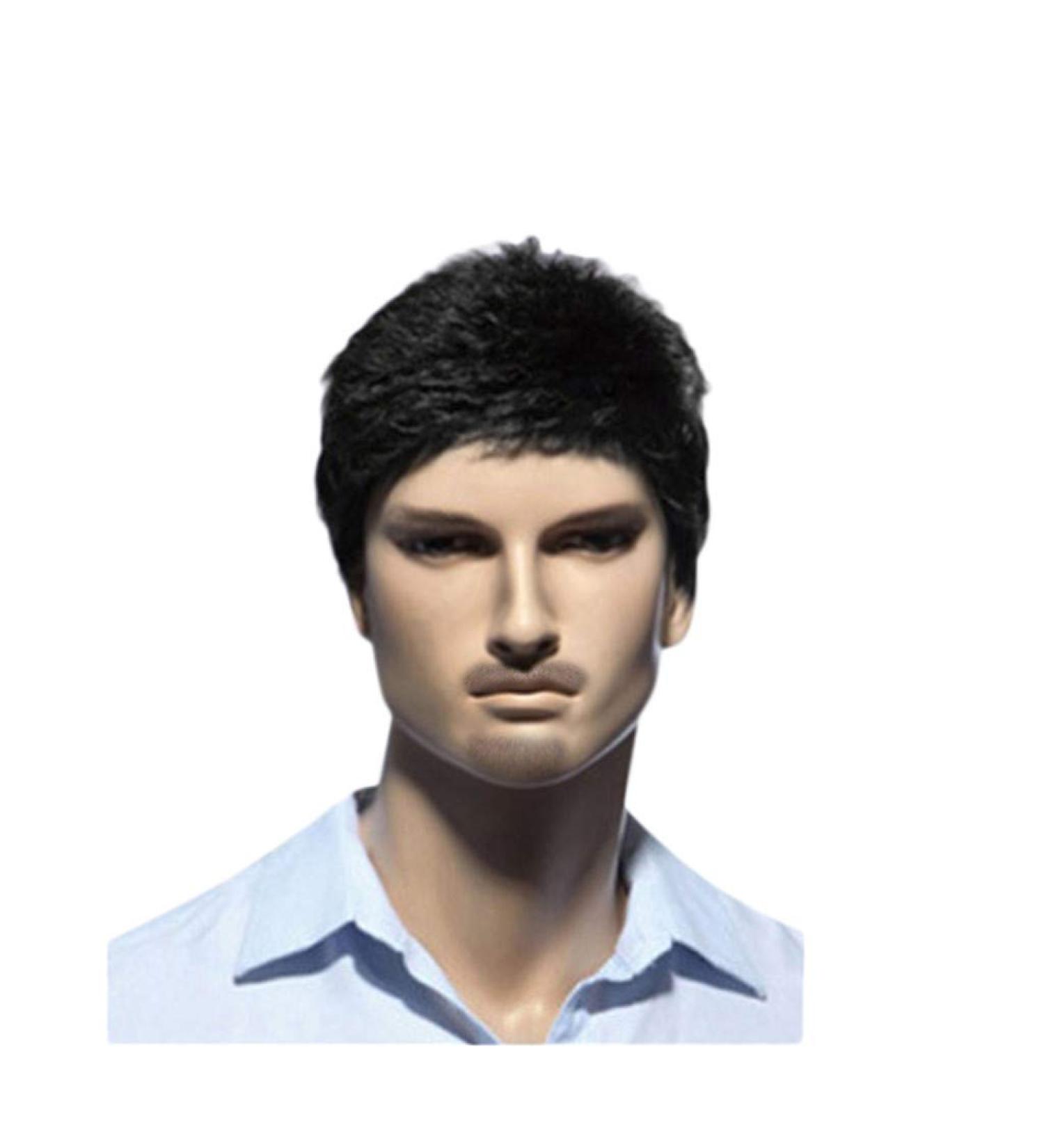 Buy Men's Black Cosplay Wig - Short Curly Anime Bob for Parties | High-Quality Human Hair - Buy Online on GoSupps.com