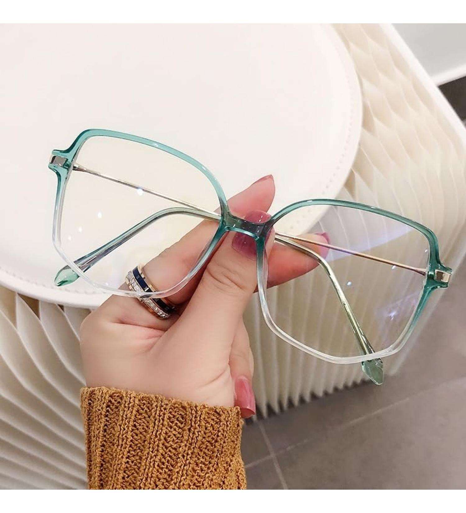 Fuqinqingoz Oversized Fashionable Reading Glasses | Anti-Blue Light +350 Green | Tiredness Alleviation & Flat Light Mirror - Buy Online on GoSupps.com